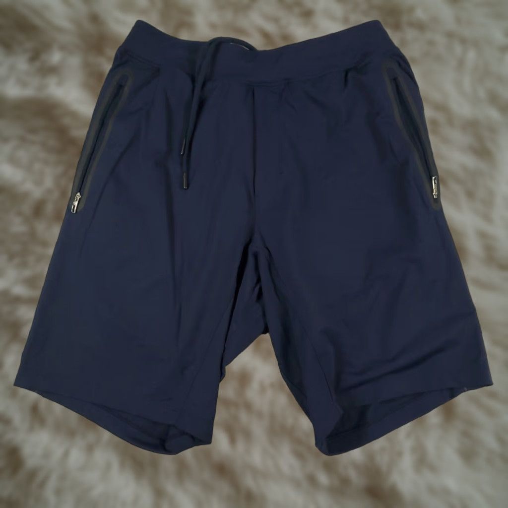 Lululemon Lululemon Shorts Mens M Blue Zipper Pockets Lace Tie Stretch Athletic Regular Size US 31 - 1 Thumbnail