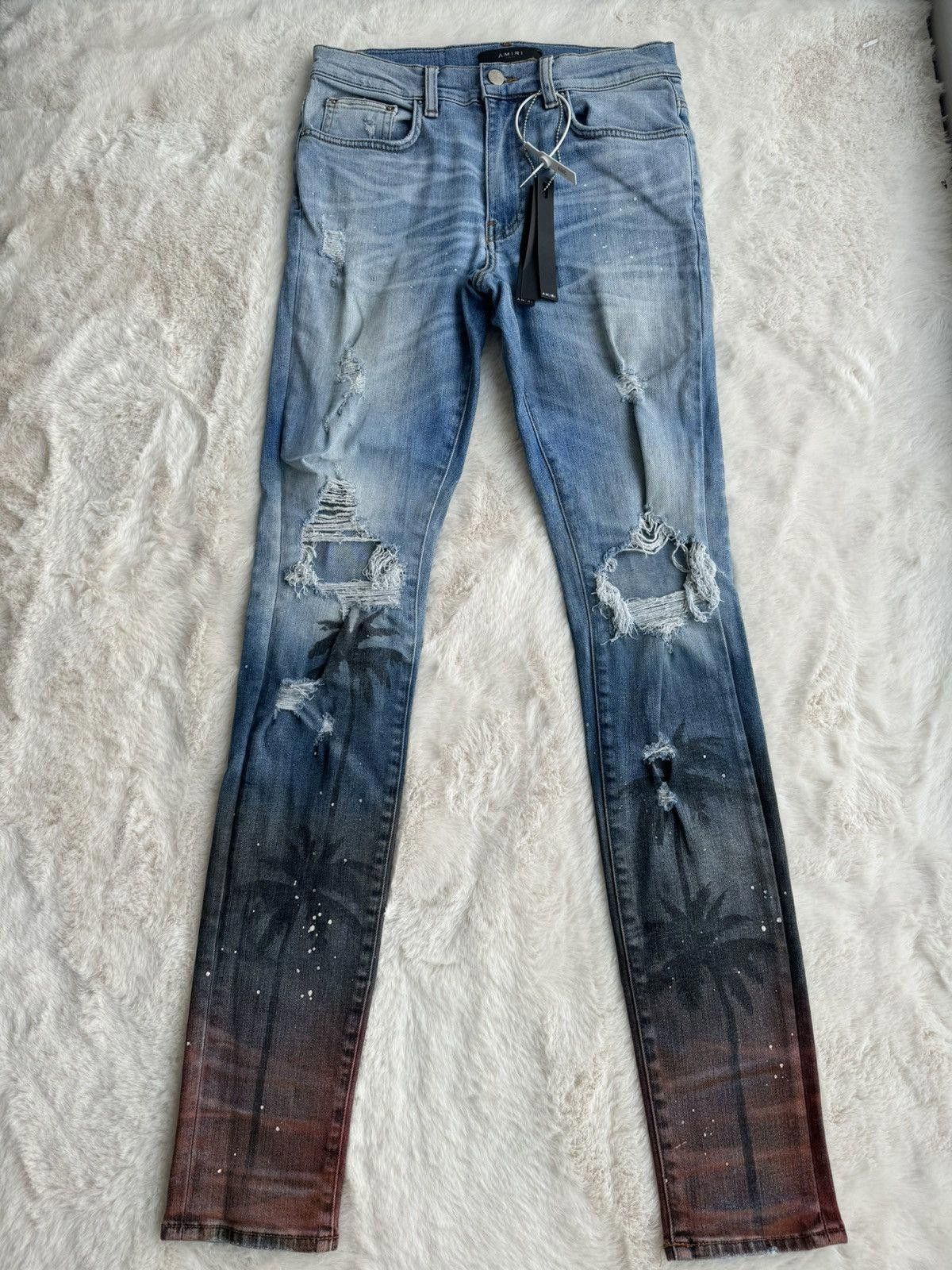 Mike Amiri Jeans Amiri Palm Amiri Blue Distressed Palm