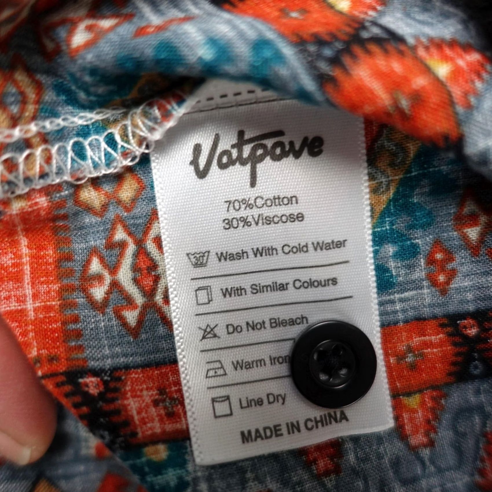 Vintage Vatpave Shirt Mens Small Blue Aztec Southwestern Tribal Geometric Button Up VTG Size US S / EU 44-46 / 1 - 7 Thumbnail