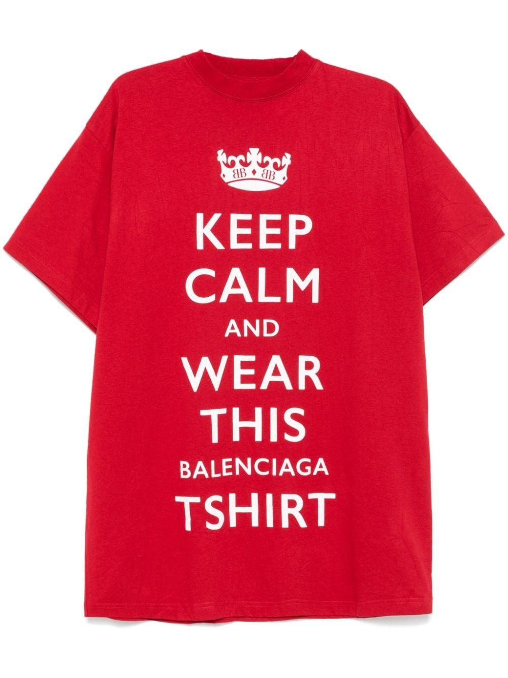 Balenciaga o1w1db11125 Dup / Keep Calm T-Shirt Oversized in Red Size US XL / EU 56 / 4 - 1 Thumbnail