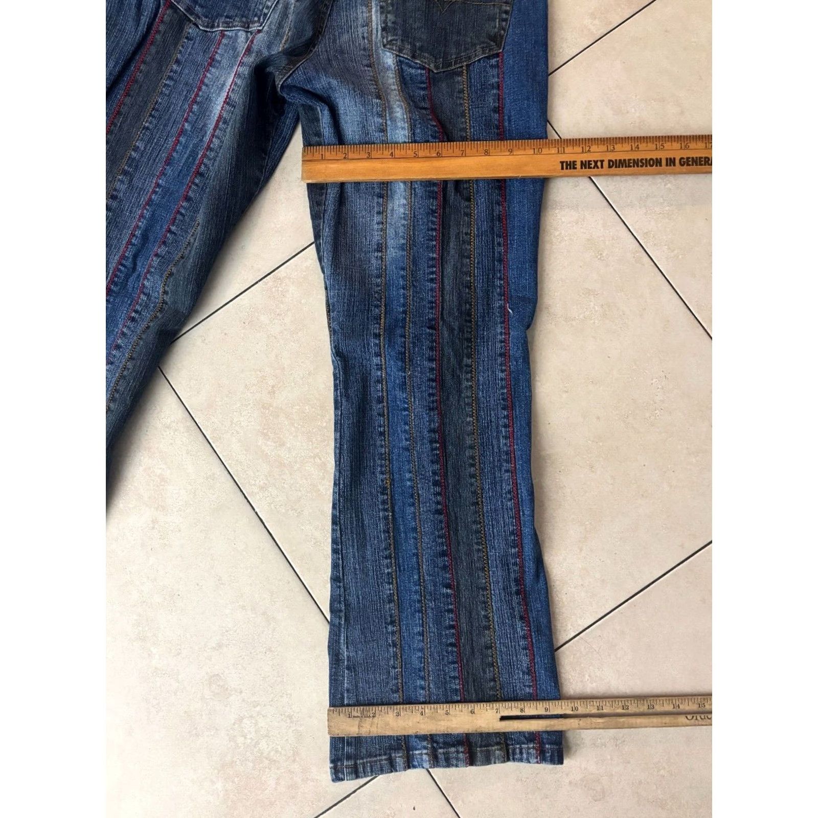 Vintage VINTAGE No Boundaries Jeans Low Rise Flare Lace Up 32W 28In Blue Denim 90s Bohemian Retro Womens Size 13 Size 34" / US 12 / IT 48 - 8 Thumbnail