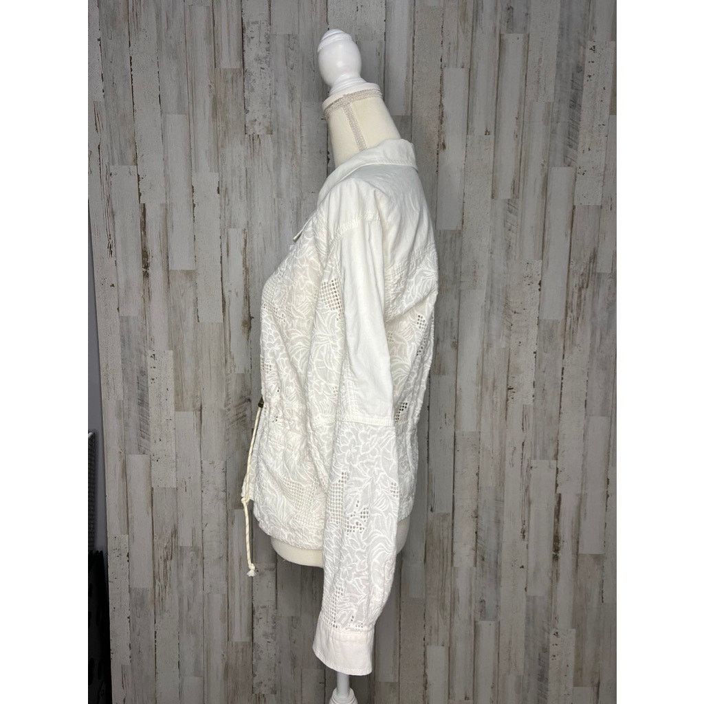 Anthropologie NWT Anthropologie Women's XS White Eyelet Anorak Jacket Size XS / US 0-2 / IT 36-38 - 9 Thumbnail