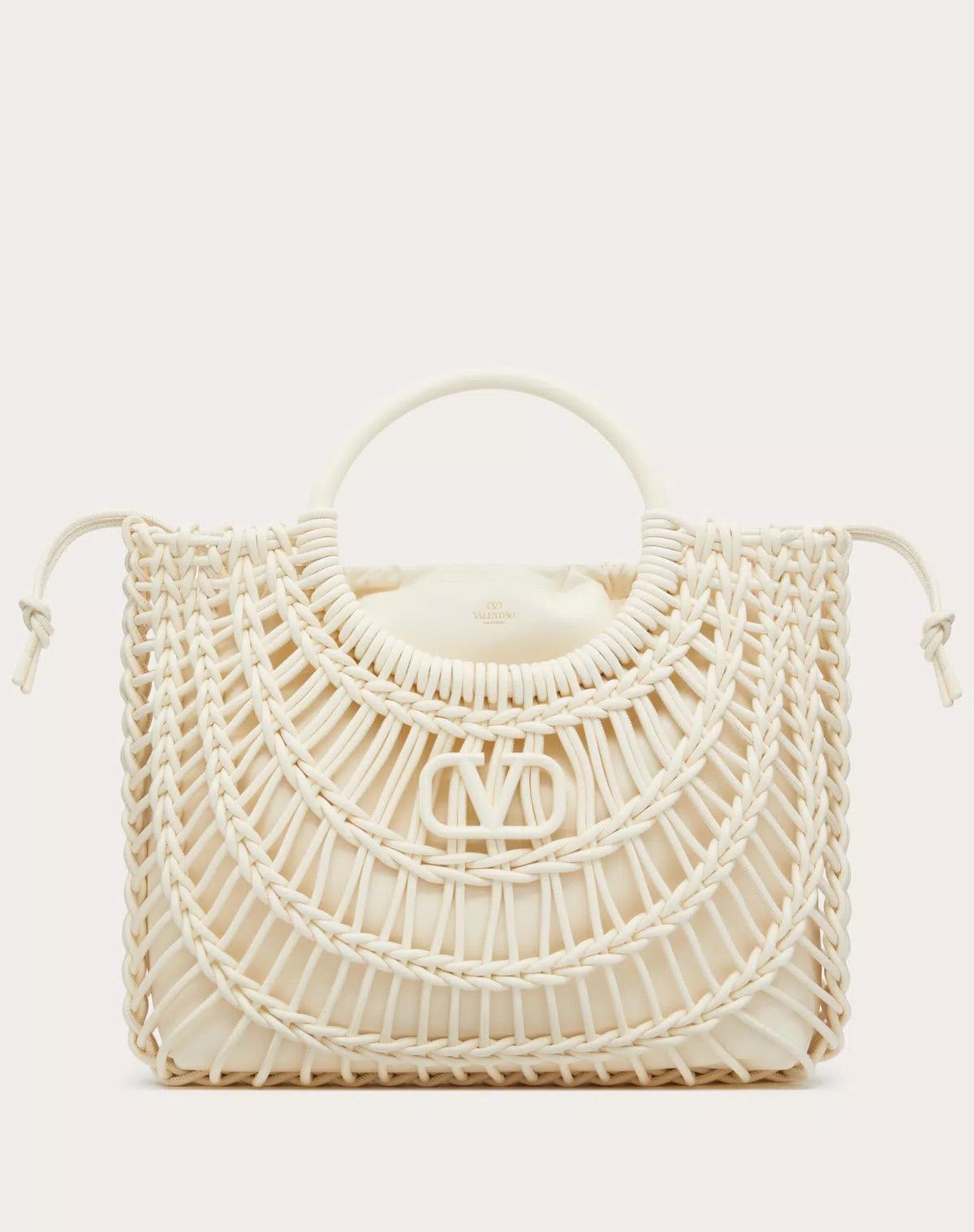 oc11z0725 Size:OS/Allknots Woven Leather Shopper in White