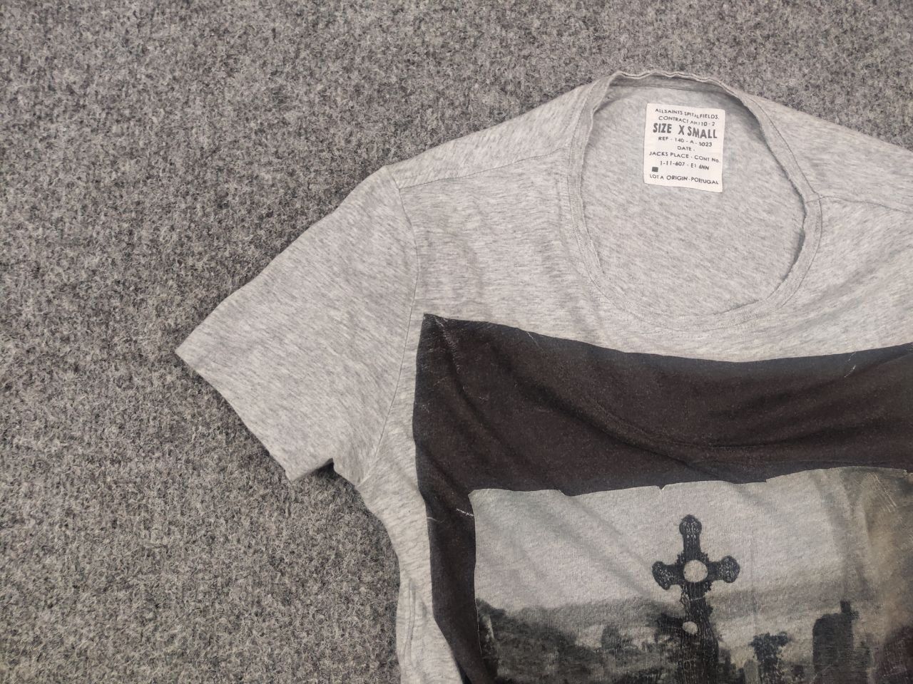 Allsaints Allsaints Spitalfields Vintage Art Skull Gray Logo T Shirt Size US S / EU 44-46 / 1 - 7 Thumbnail