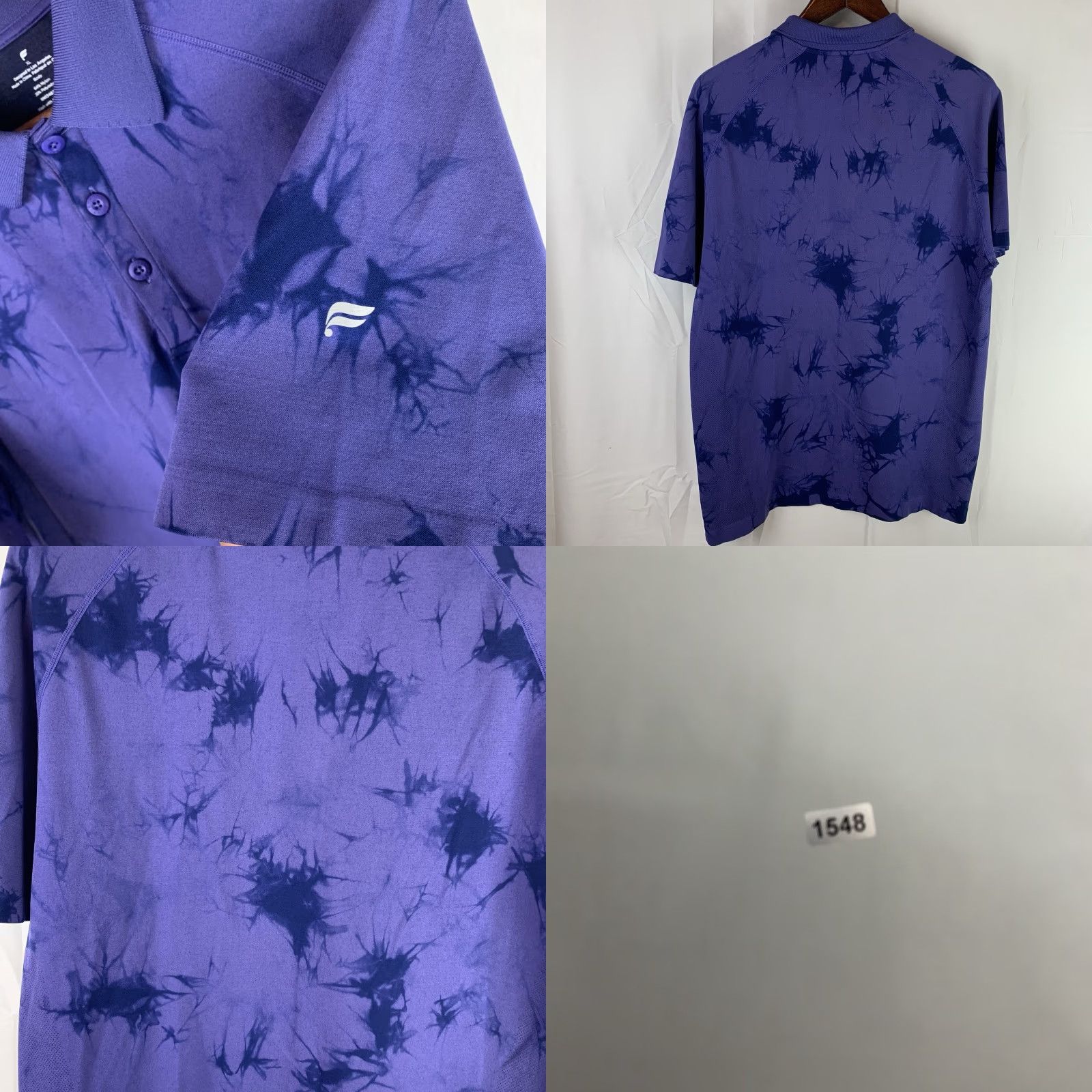 Fabletics VINTAGE Fabletics The Training Day Polo Shirt Purple Tie Dye Stretch Mens XL Nylon Men Shorts Sleeve Short Sleeve Polo Size US XL / EU 56 / 4 - 8 Thumbnail