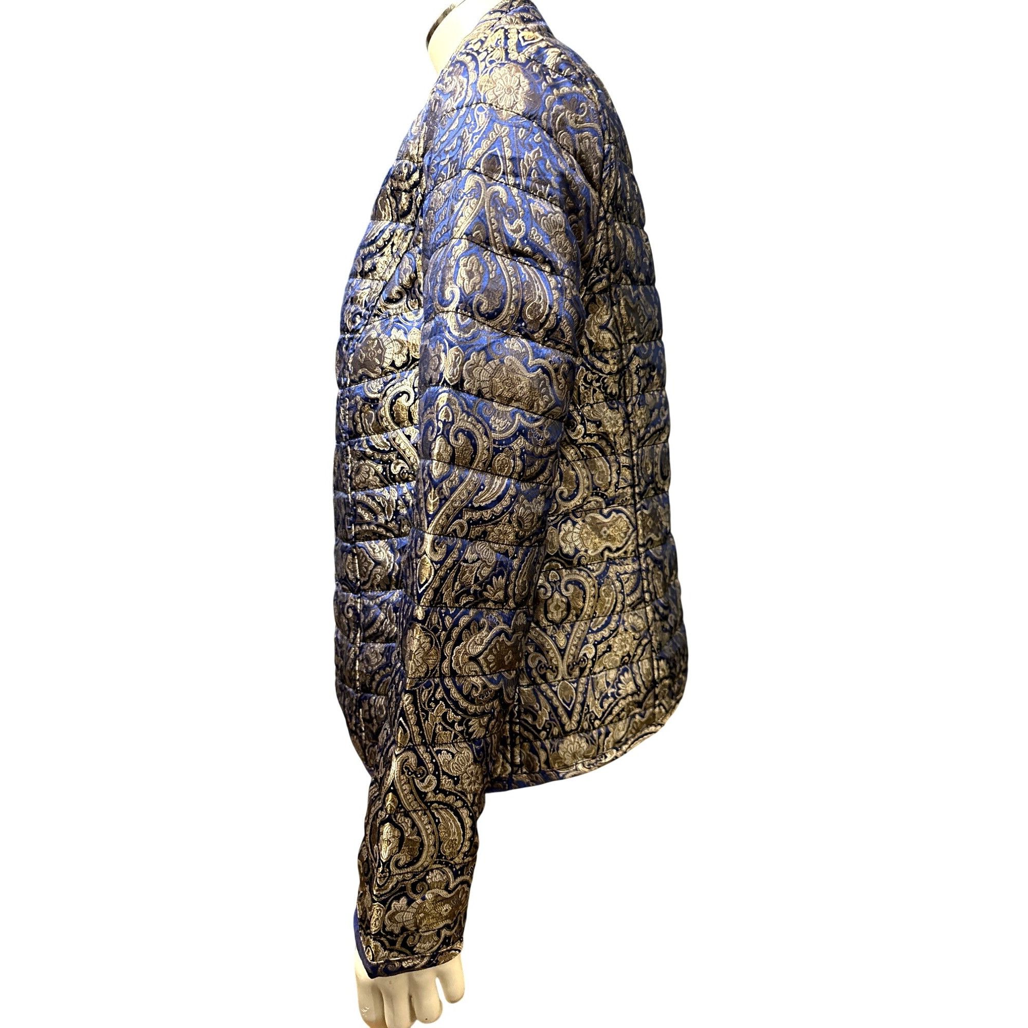 Chicos Chicos Reversible Quilted Puffer Jacket Elegant Blue Gold Pa Size M / US 6-8 / IT 42-44 - 2 Thumbnail