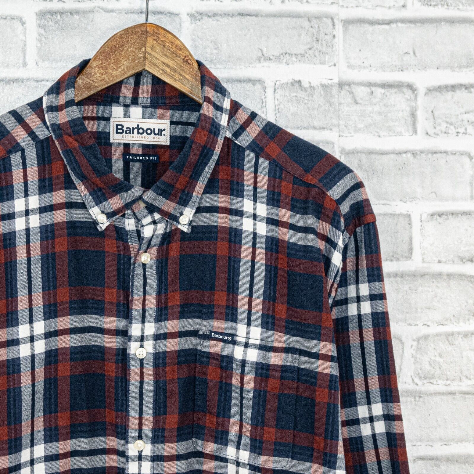 Barbour Barbour Tailored fit Button Down Flannel Shirt Blue Red Paid Size US XL / EU 56 / 4 - 5 Thumbnail