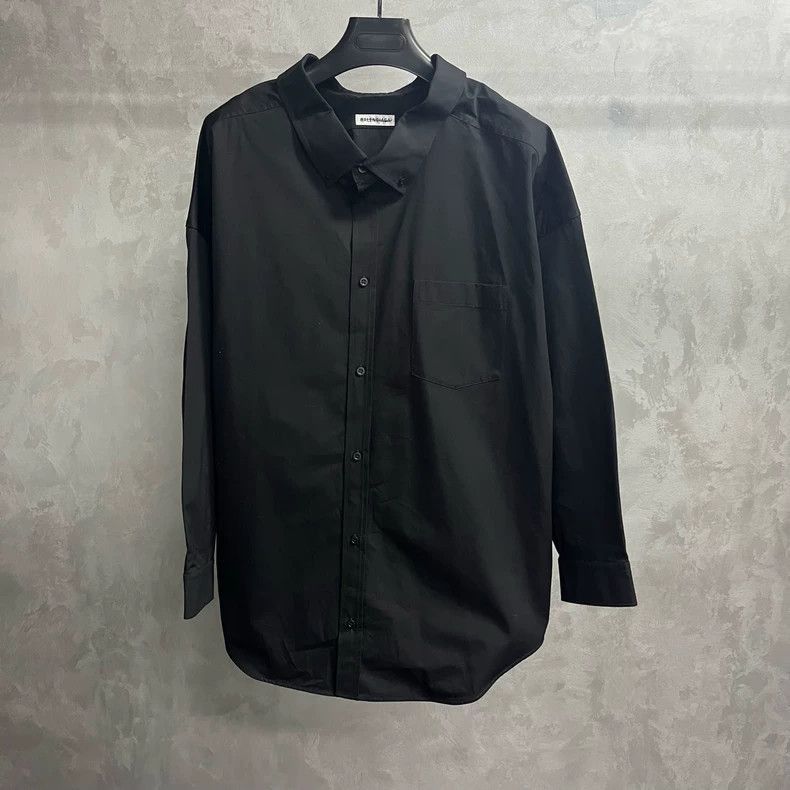 Balenciaga Balenciaga Black Logo Print Long Sleeve Shirt-2506 Size US M / EU 48-50 / 2 - 2 Thumbnail
