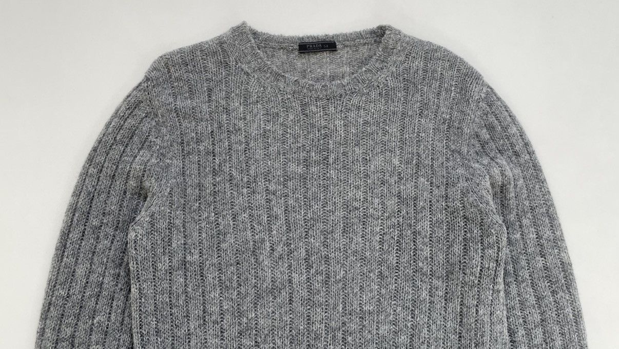 Prada Mid 2000s Grey Ribbed Wool Sweater Size US L / EU 52-54 / 3 - 3 Thumbnail