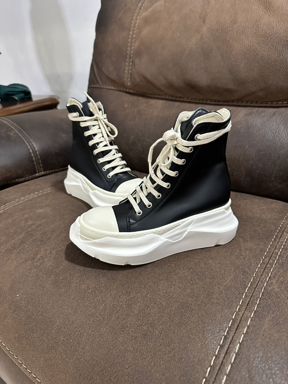 Rick Owens Drkshdw Rick Owen DRKSHDW Black Leather Ramone High Abstract Size 36 Size US 6 / IT 36 - 2 Thumbnail