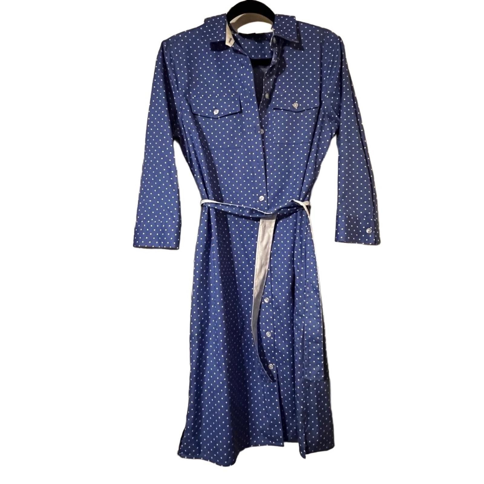 Jones New York JONES NEW YORK S Blue Polka Dot Button Front Preppy Retro Size S / US 4 / IT 40 - 2 Thumbnail