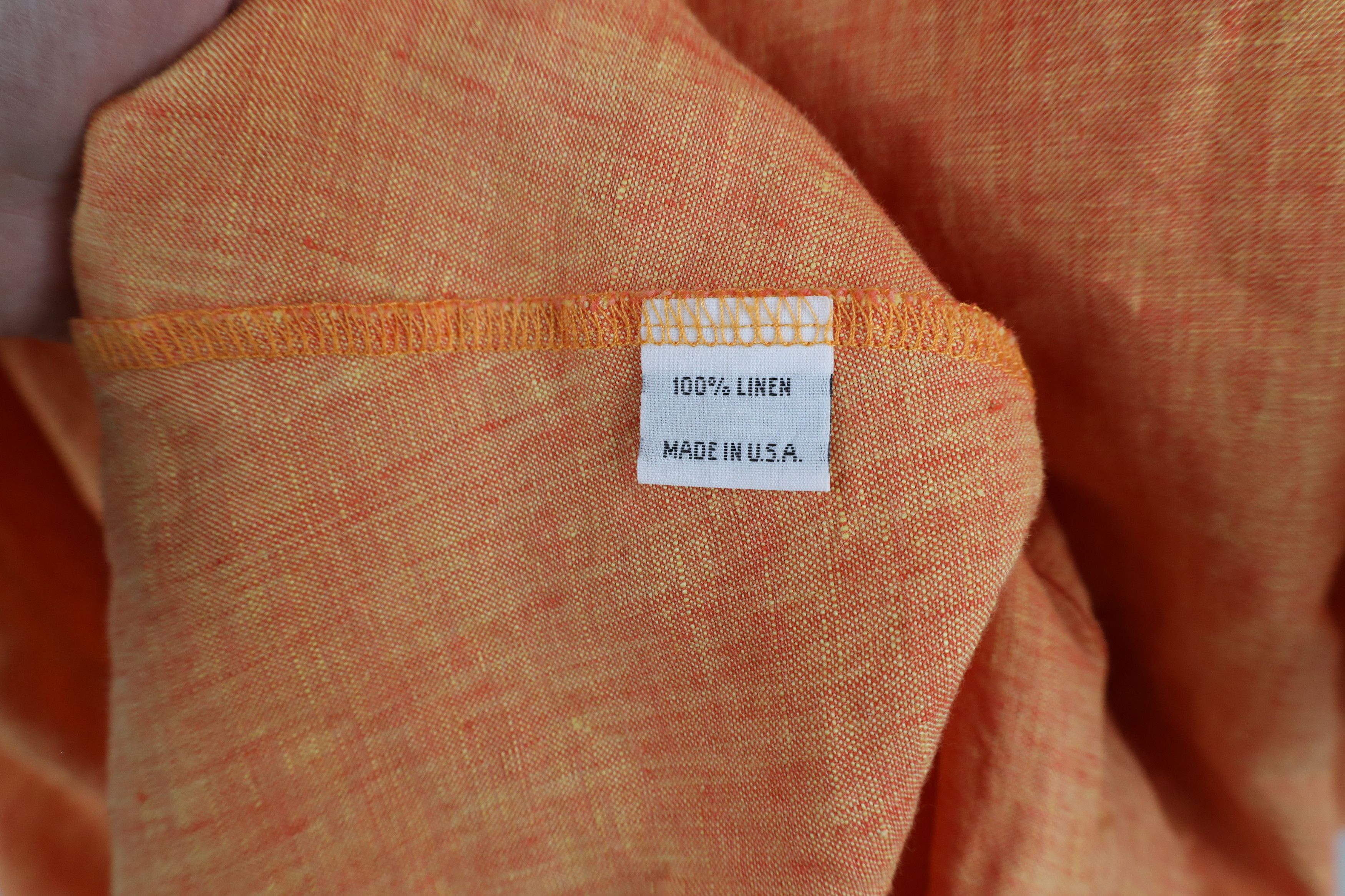 Bryn Walker × Vintage Bryn Walker Lagenlook Linen Pocket Tunic Shirt Orange USA Size L / US 10 / IT 46 - 7 Thumbnail