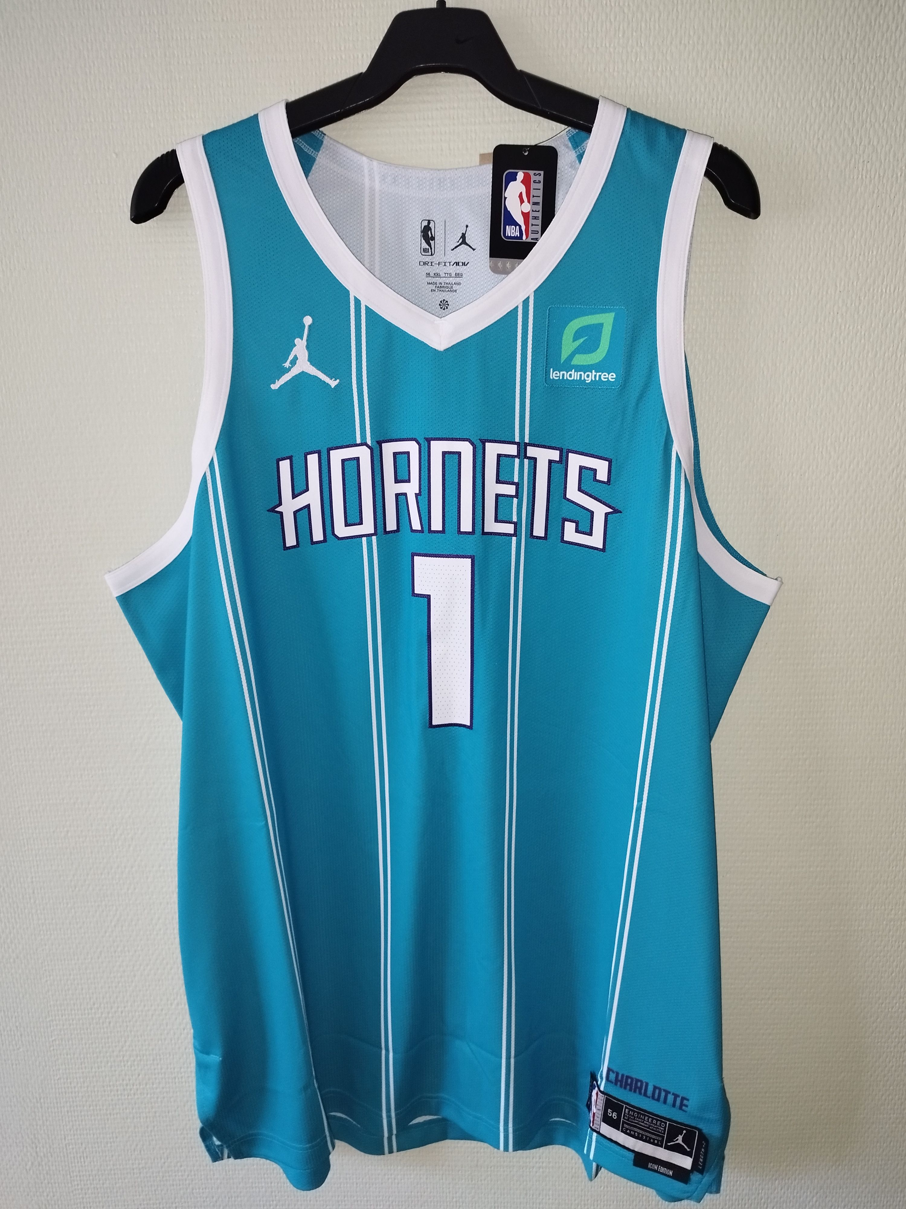 Nike Jordan LaMelo Ball Charlotte Hornets Authentic Jersey Icon Size US XXL / EU 58 / 5 - 1 Thumbnail