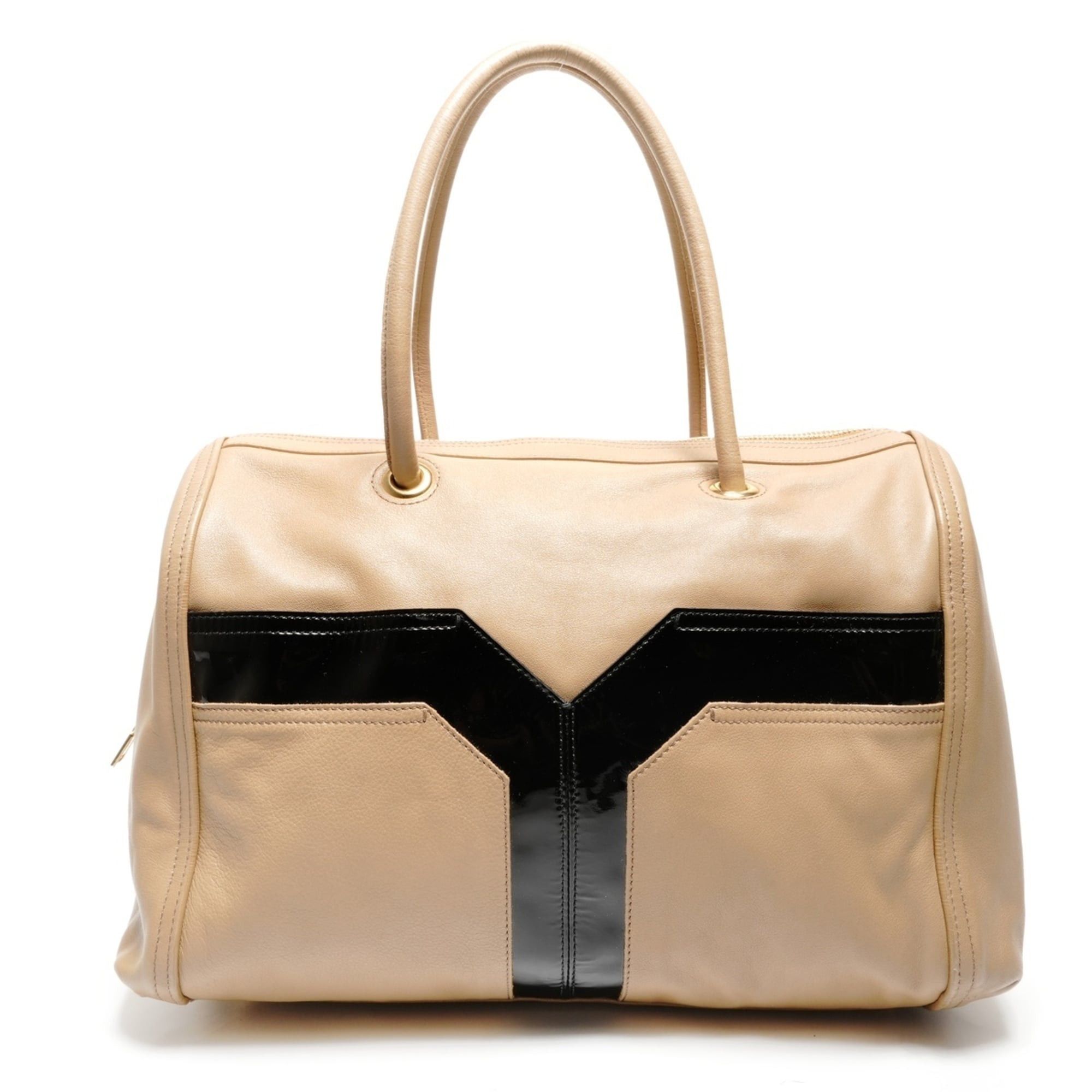 Yves Saint Laurent Yves Saint Laurent Y-logo leather Boston bag, beige Size ONE SIZE - 1 Thumbnail