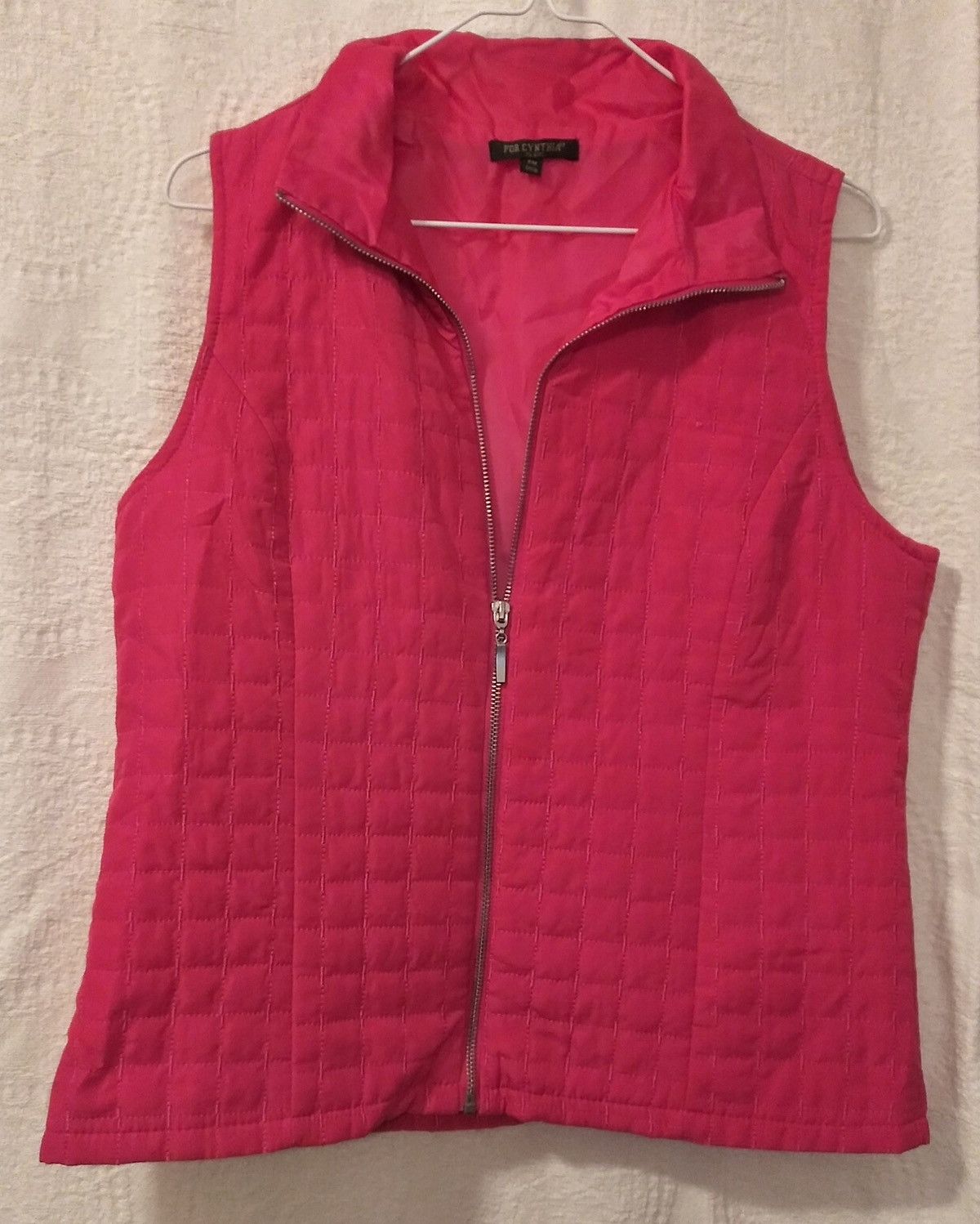 Other For Cynthia Pink Quilted Full Zip Petite Medium Women’s Vest Size M / US 6-8 / IT 42-44 - 1 Thumbnail