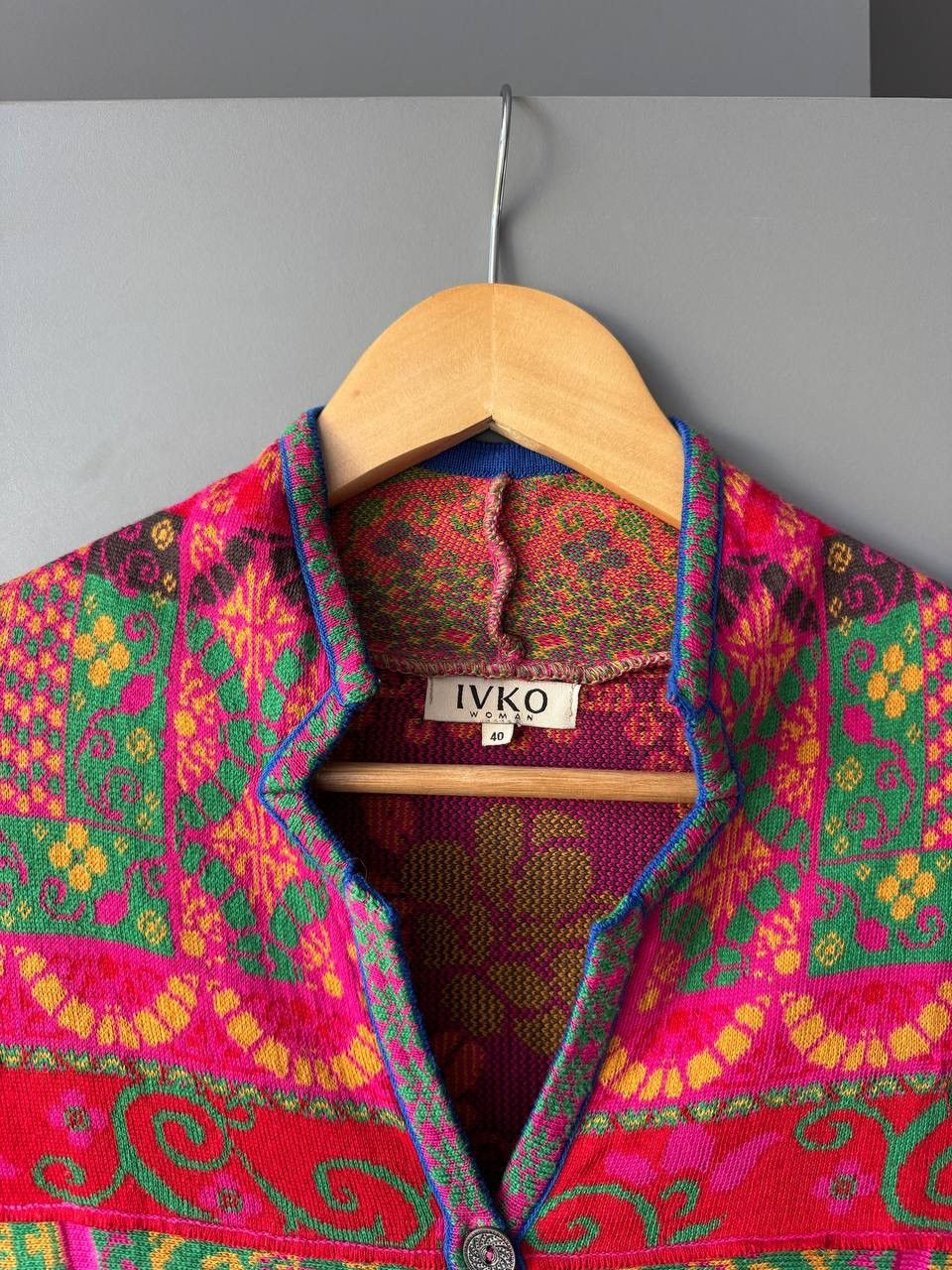 Other Avant Garde Cardigan IVKO Womens Jacquard Boho Motif Flowers Size S / US 4 / IT 40 - 3 Thumbnail