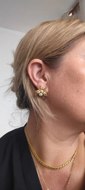 Jewelry Gold Bee Stud Earrings Charm Stainless Earring Gift Size ONE SIZE - 6 Thumbnail