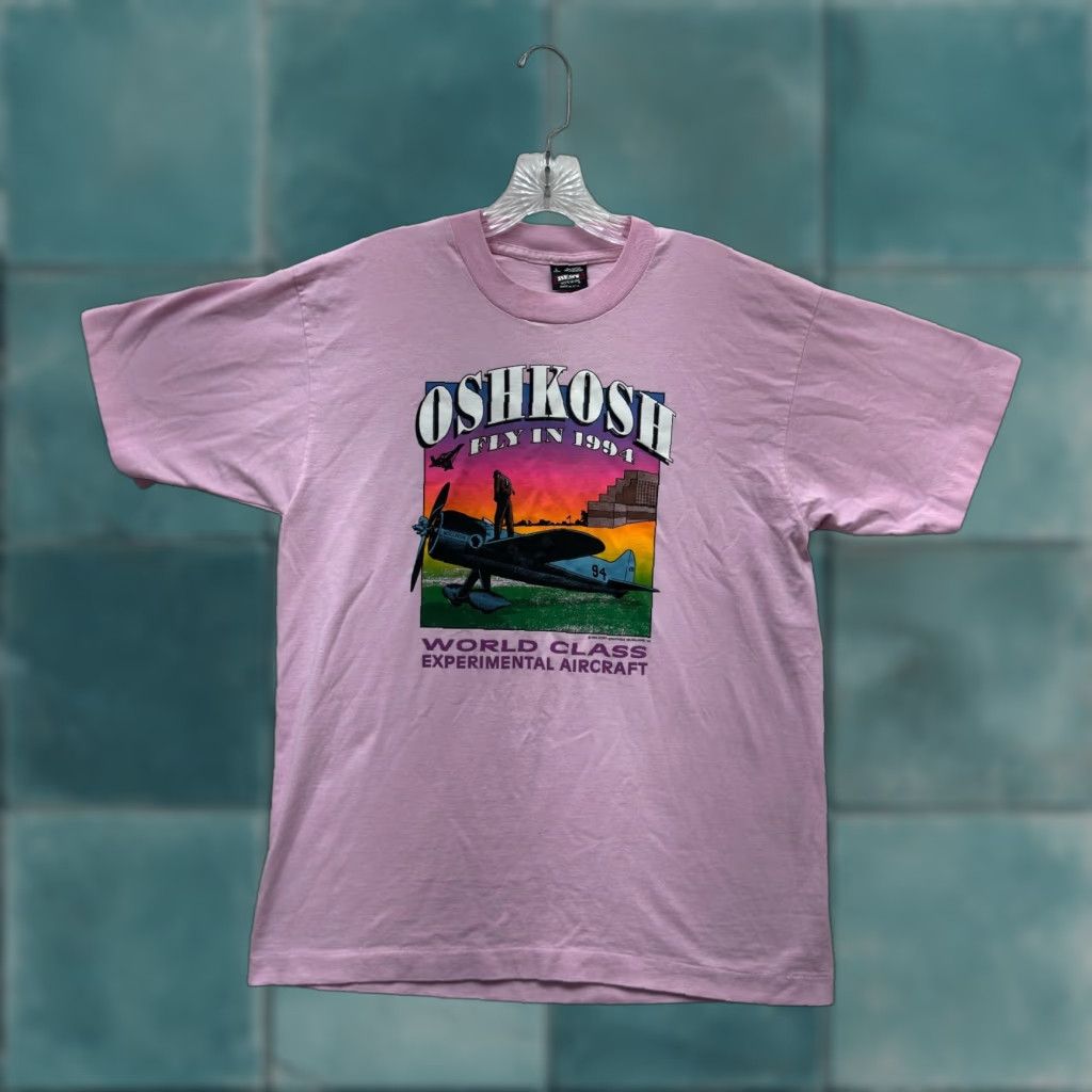 Fruit Of The Loom VINTAGE 90s Oshkosh Pink Graphic T-Shirt Large Unisex Cotton Shirt Size US L / EU 52-54 / 3 - 1 Thumbnail