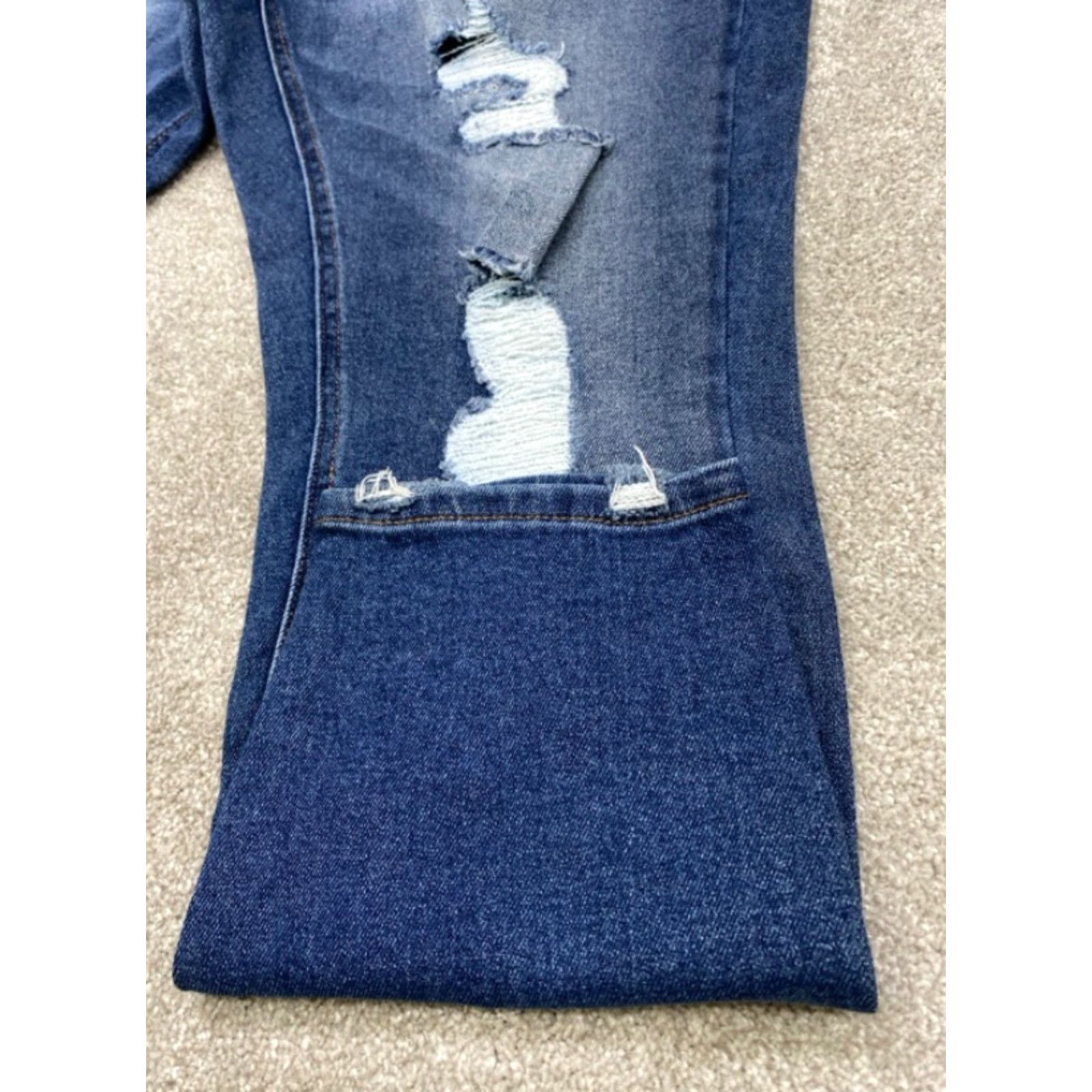 Vintage NWT Vanilla Star Jeans Women's Size 20 Blue Denim Stretch Skinny Distressed NEW Size 42" / US 20 - 5 Thumbnail