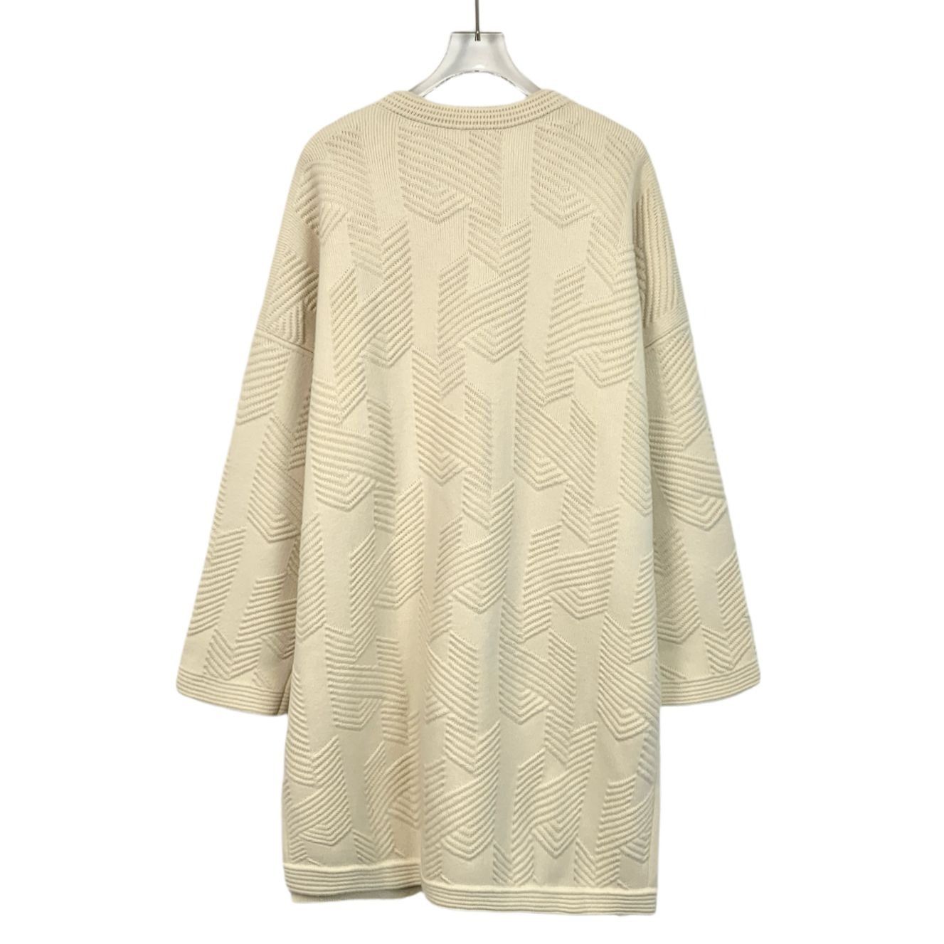 Hermes Hermès Cream Virgin Wool Zipper Knit Coat - Diamond Patterne Size XXS / US 00 / IT 34 - 2 Thumbnail