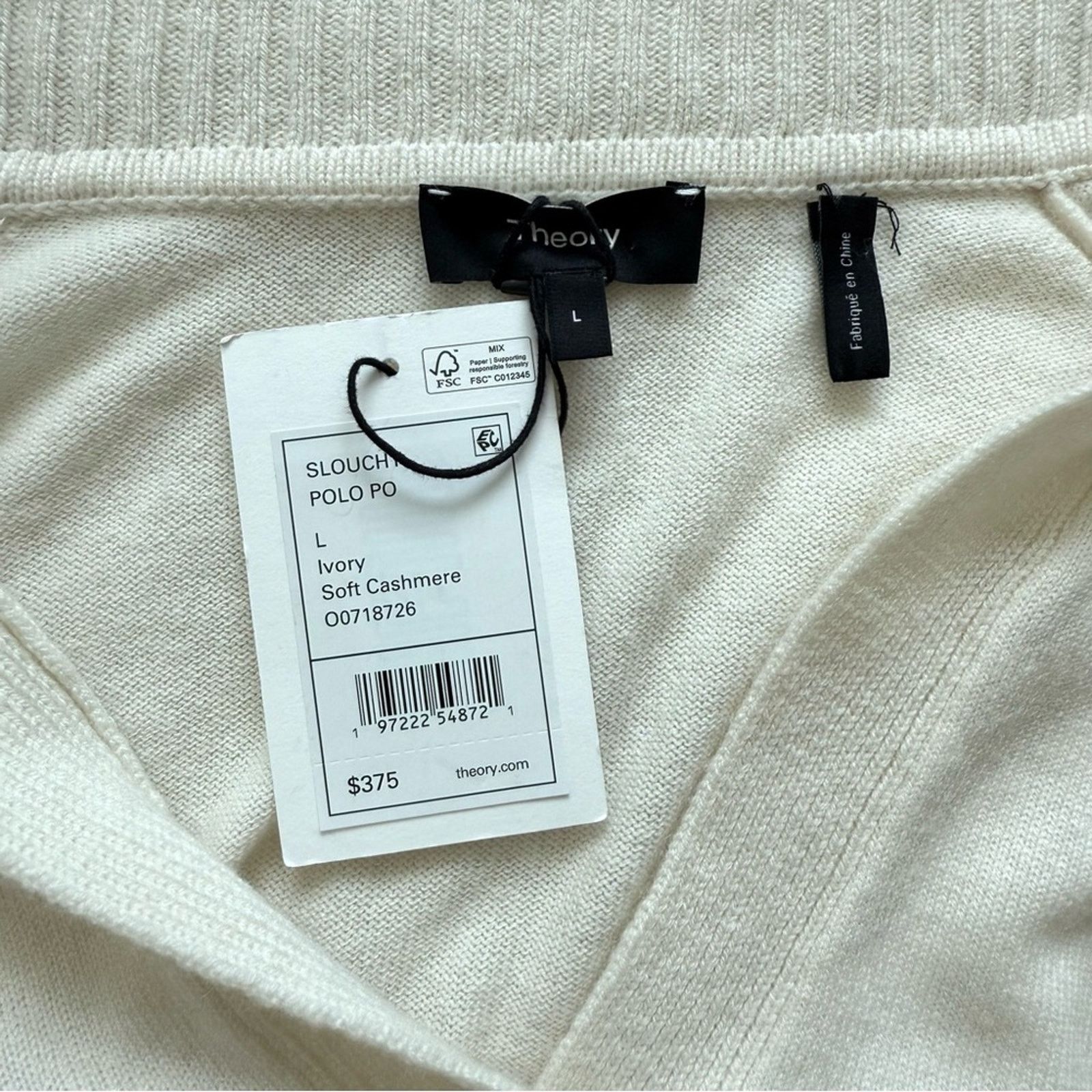 NWT!!! Theory cashmere sweater size L Authentic Retail 375$