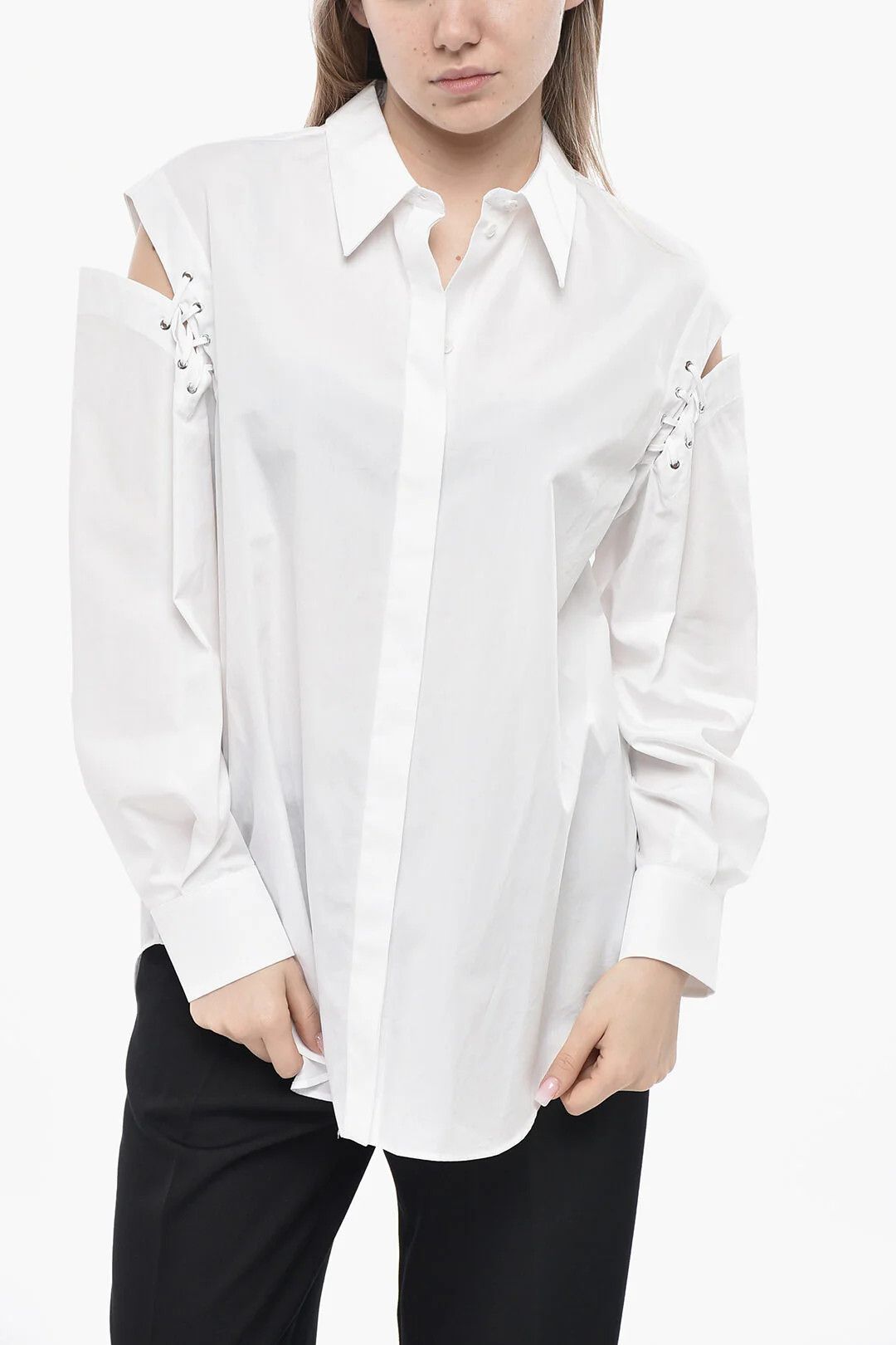 Alexander McQueen og1mm0426 Cotton Poplin Shirt in White Size M / US 6-8 / IT 42-44 - 1 Thumbnail
