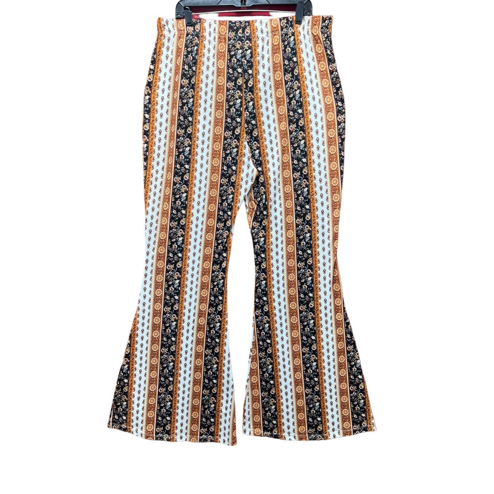 Other Rue + - Women's Flared Stretch Pants - With/Brown - 2X Size 36" / US 14 / IT 50 - 4 Thumbnail
