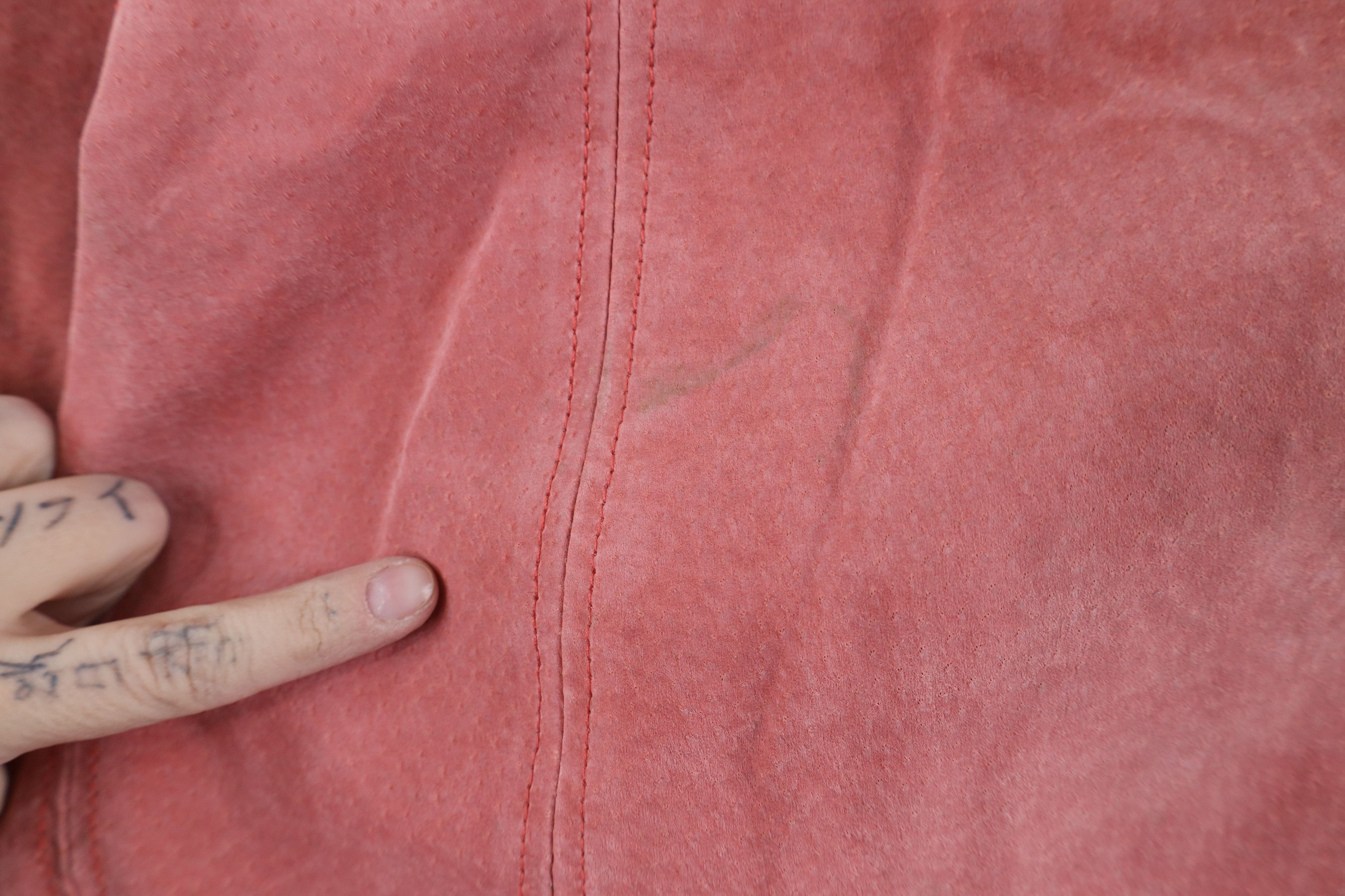 Vintage Vintage 90s Streetwear Leather Cafe Racer Bomber Jacket Pink Size XXL / US 16-18 / IT 52-54 - 11 Thumbnail