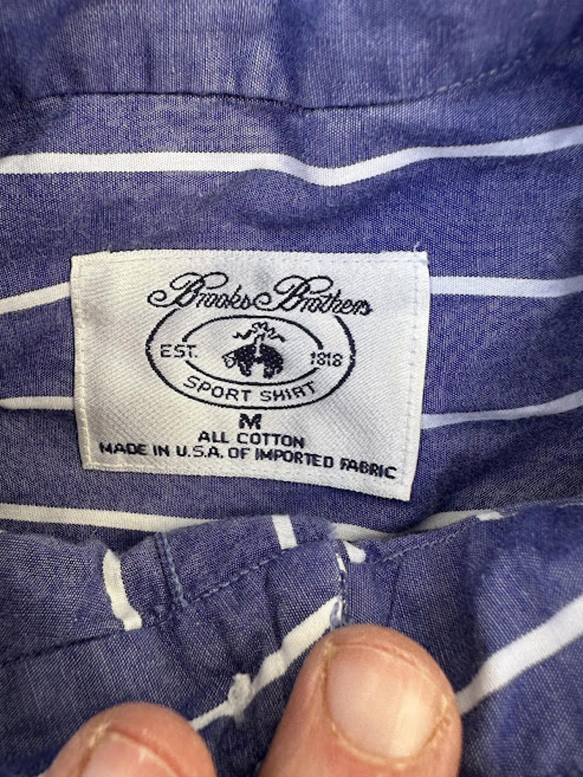 Brooks Brothers Brooks Brothers Blue Stripe Oxford Shirt M USA Size 38R - 4 Thumbnail