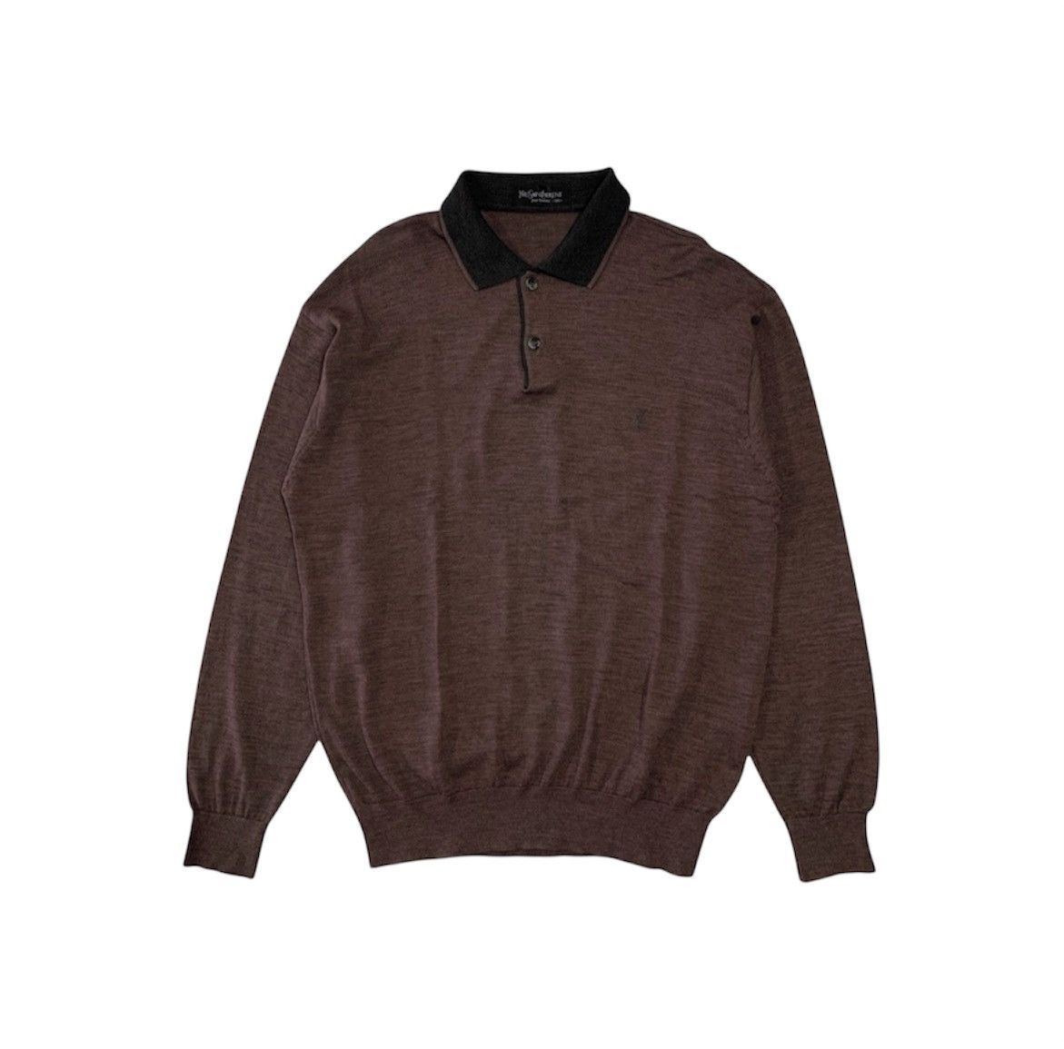 Yves Saint Laurent Yves Saint Laurent Pour Homme Brown Half Button knitwear Size US L / EU 52-54 / 3 - 1 Thumbnail