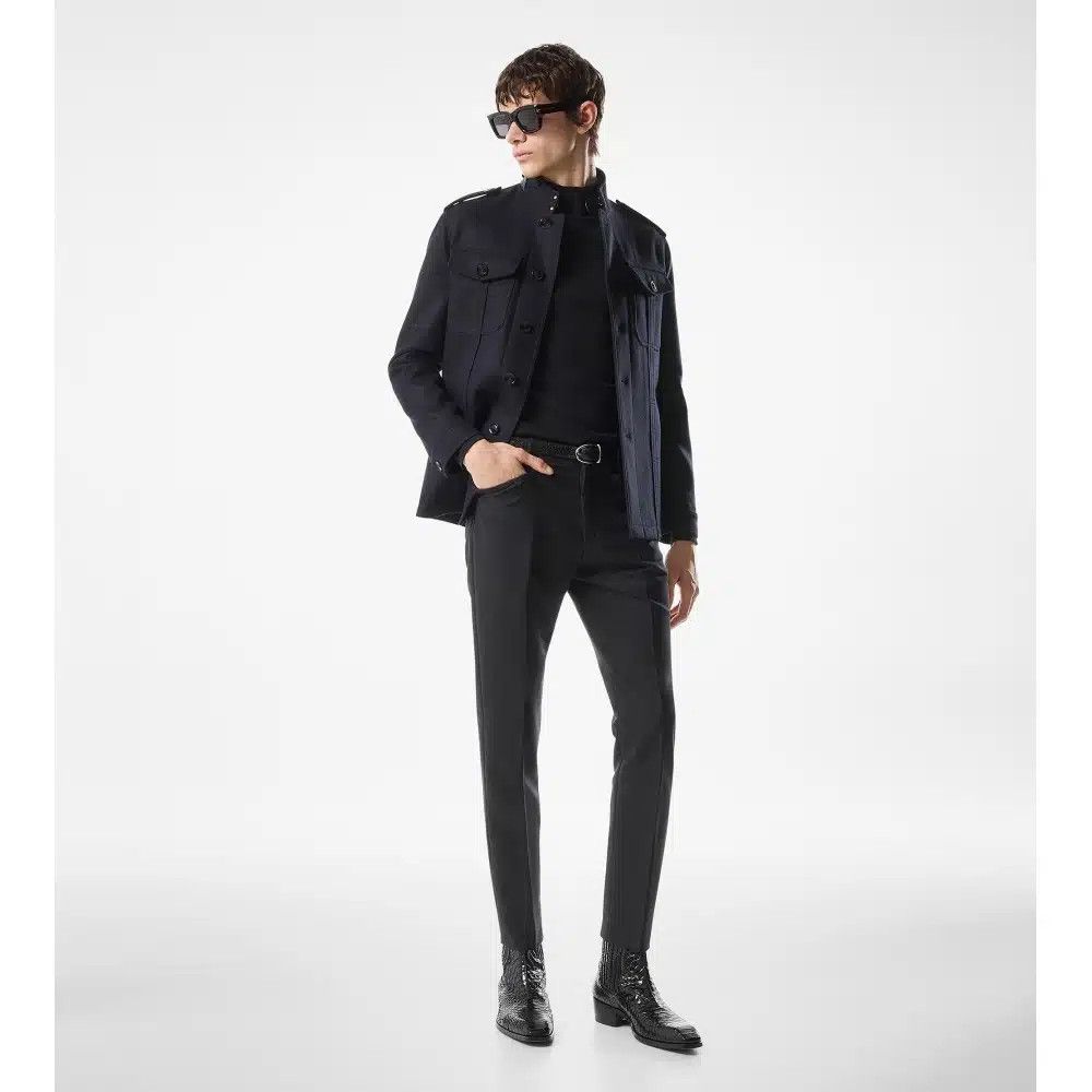 Tom Ford o1loc1c0925 OJS009 Stand Collar Outershirt in Blue Size US XXL / EU 58 / 5 - 3 Thumbnail