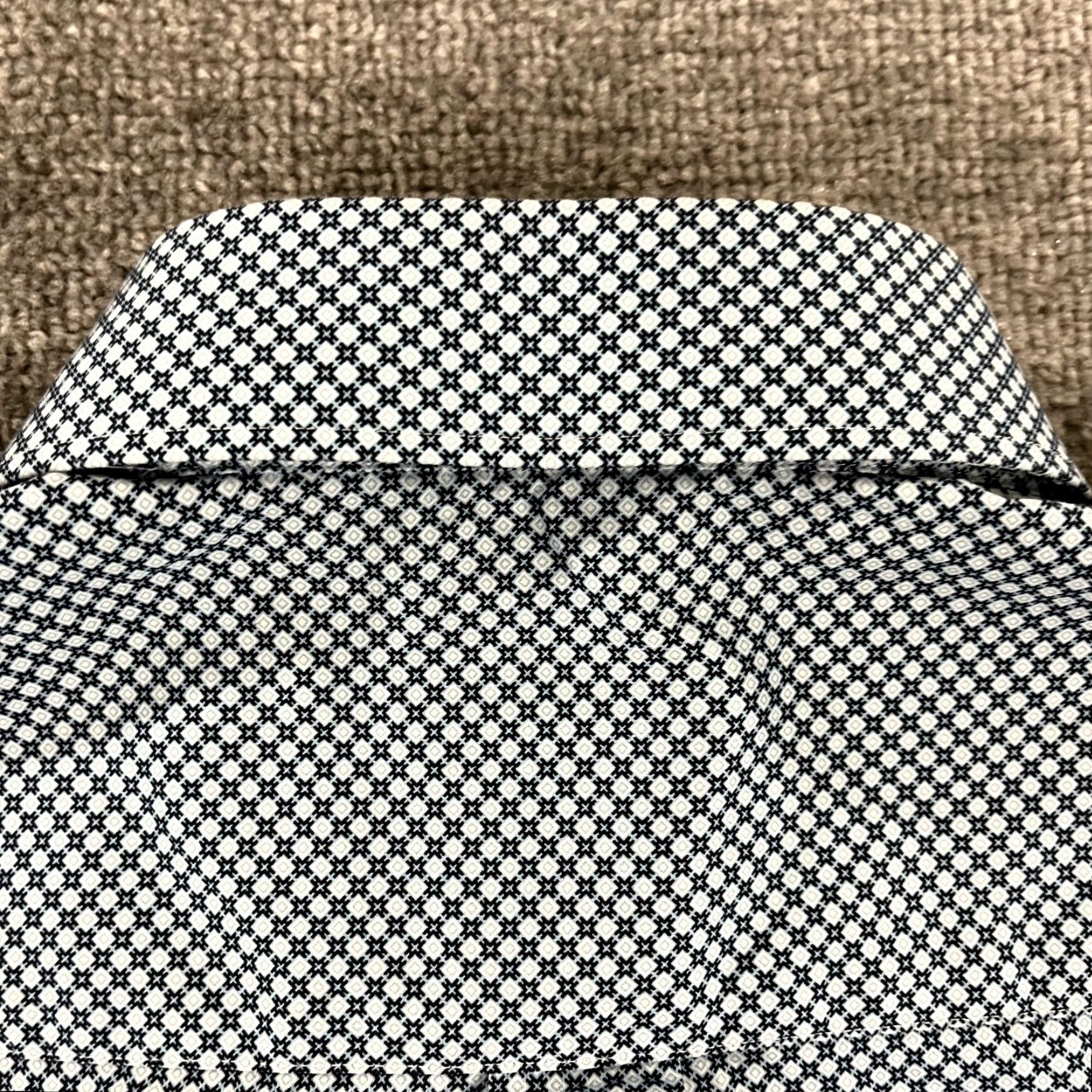 Peter Millar PETER MILLAR Shirt Mens Extra Large Blue Geometric Button Up Dress Long Sleeve Size 46R - 7 Thumbnail