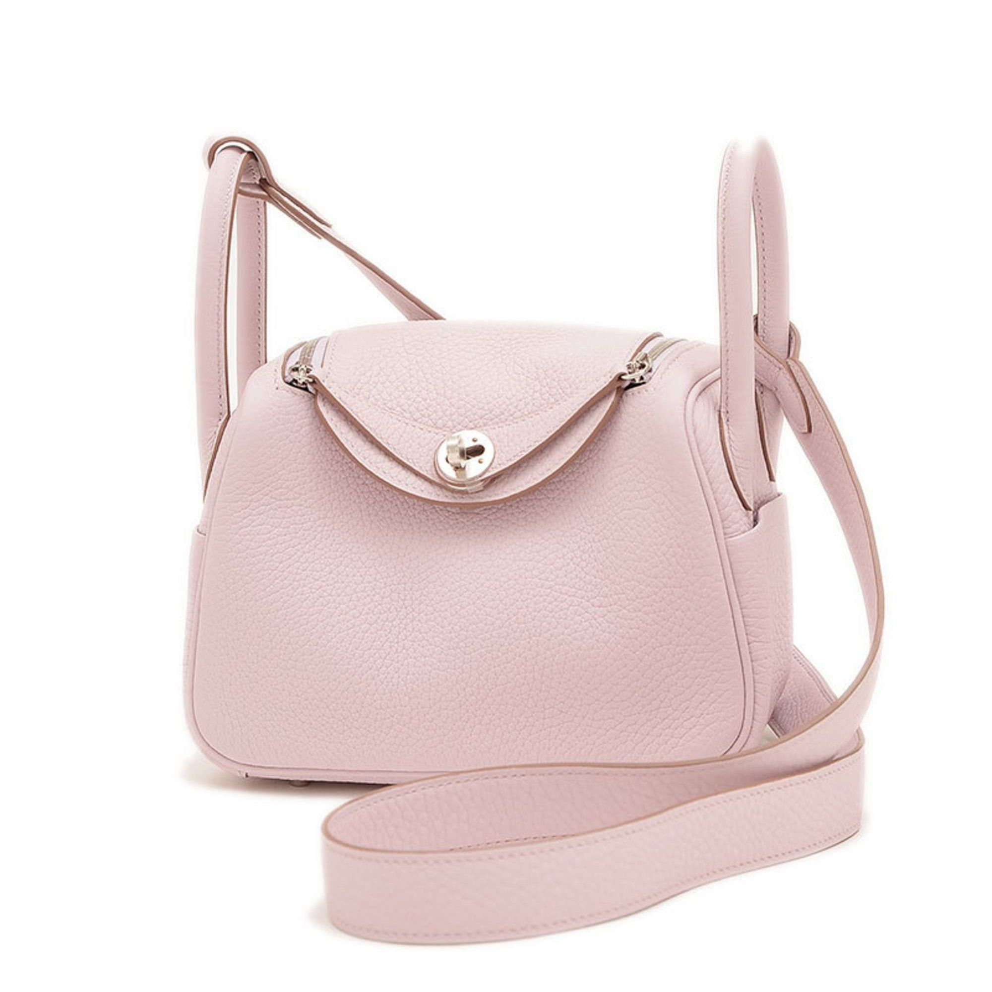 image of Hermes Lindy Shoulder Bag Verso Taurillon Mauve Pale New White B Stamp, Women's