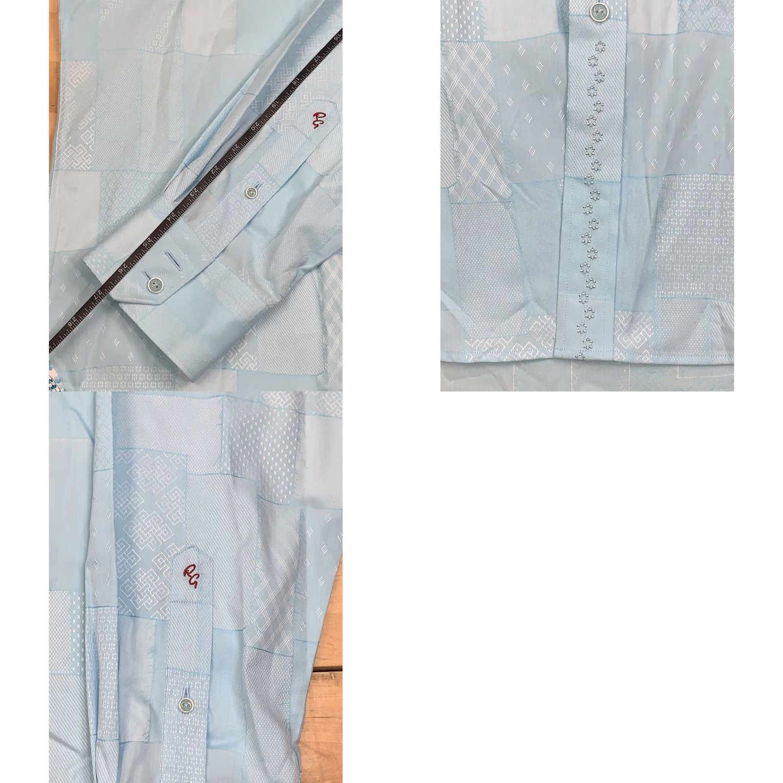 Robert Graham Robert Graham Mens Button-Up Shirt XL Classic Fit Light Blue Patchwork Shirt Size US XL / EU 56 / 4 - 8 Thumbnail