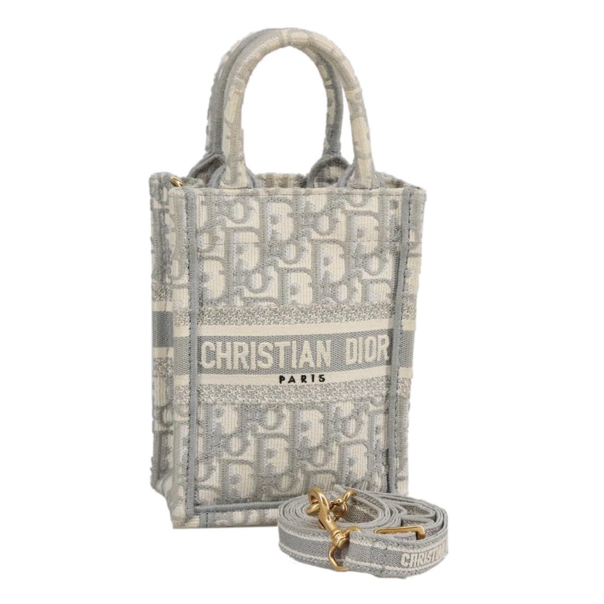 Dior Oblique Vertical Book Tote Mini Tote Bag Canvas Gray in Grey, Women's