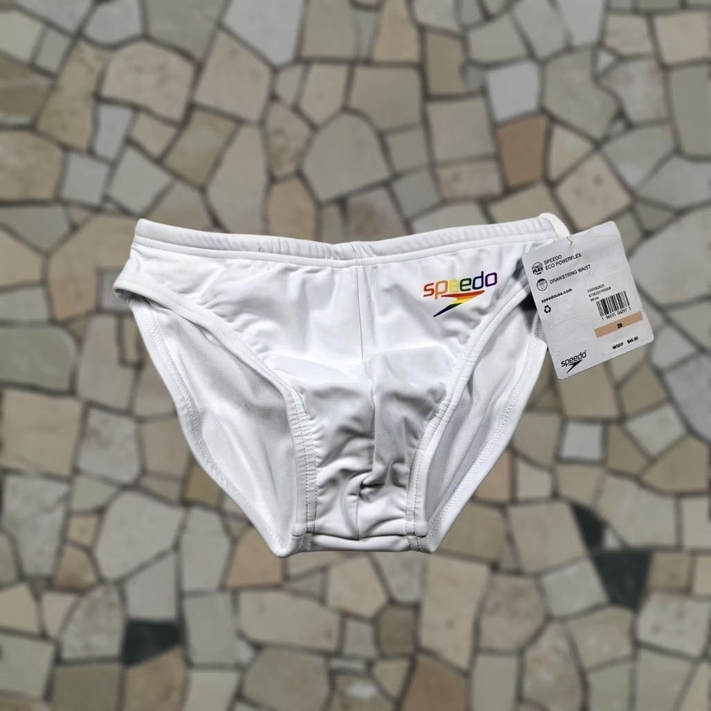 Speedo Speedo Swim Brief Swimsuit Eco Powerflex Pride Collection White Rainbow Mens Size 28 Size US 28 / EU 44 - 1 Thumbnail