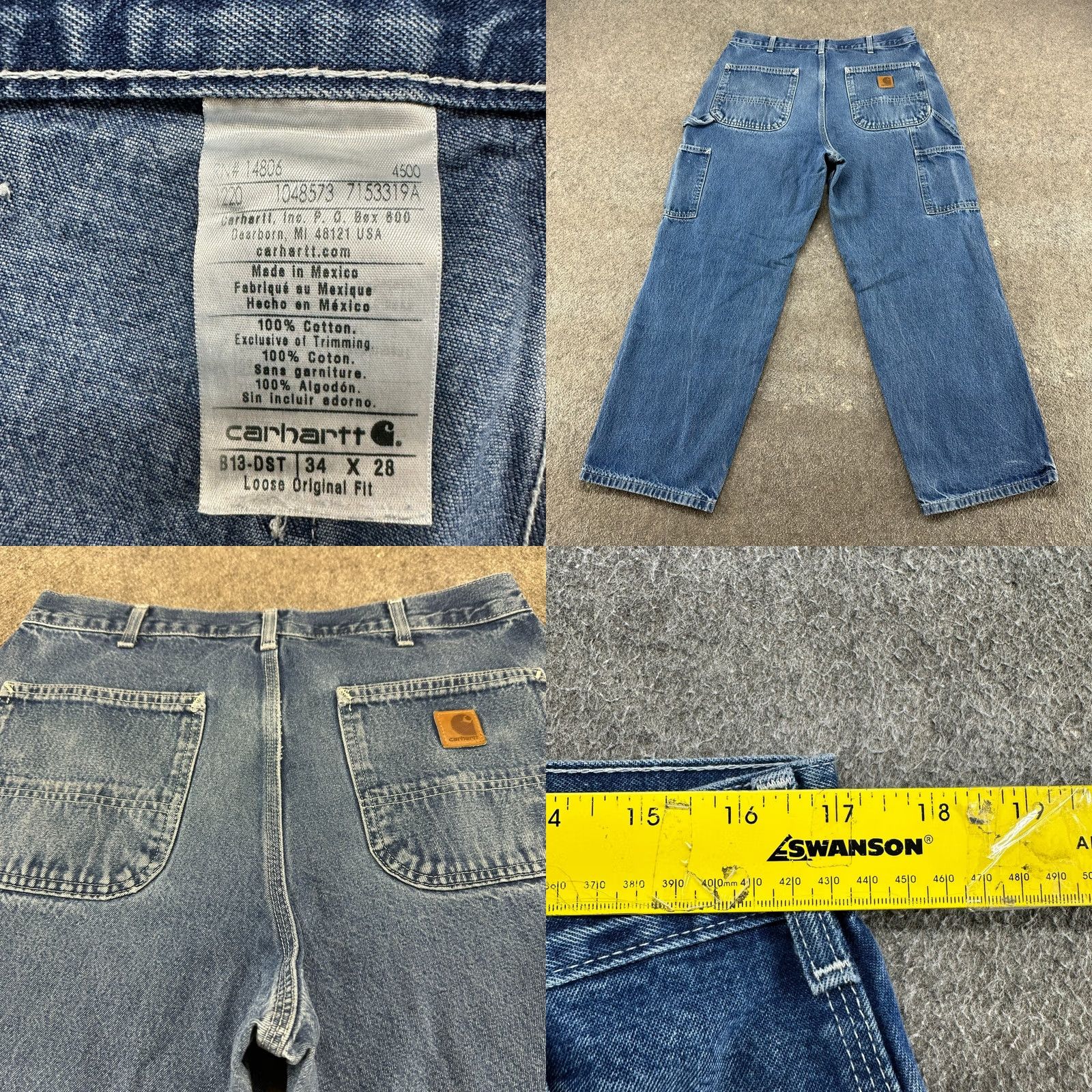 Carhartt VINTAGE Carhartt Jeans Mens 34x28 Blue Carpenter Loose Original Fit Baggy Y2K Size US 34 / EU 50 - 9 Thumbnail