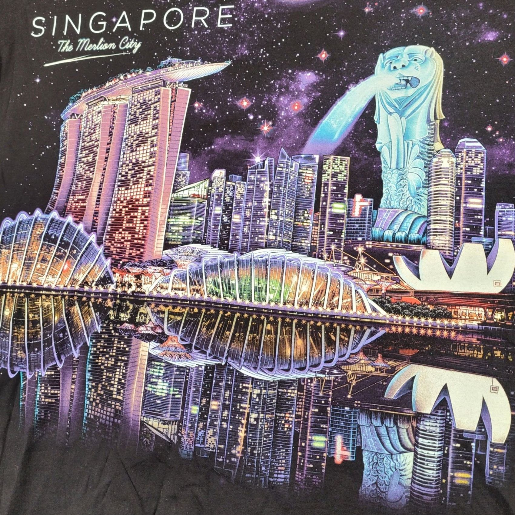 Vintage Glow City T Shirt Womens L Singapore The Merlion City Skyline Tee Size L / US 10 / IT 46 - 7 Thumbnail
