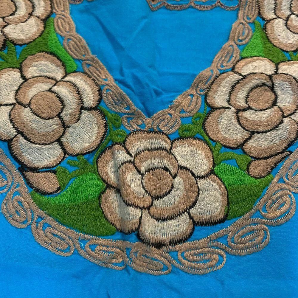 Designer Pre-Owned Blue Hand Made Embroidered Blouse M/L Size M / US 6-8 / IT 42-44 - 3 Thumbnail