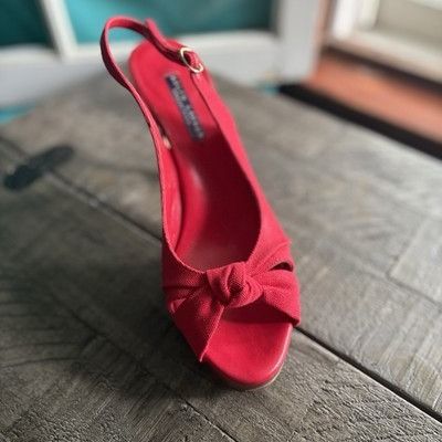 Ralph Lauren Ralph Lauren Collection Womens Knot Slingback Heels Red Made Size US 9.5 / IT 39.5 - 4 Thumbnail