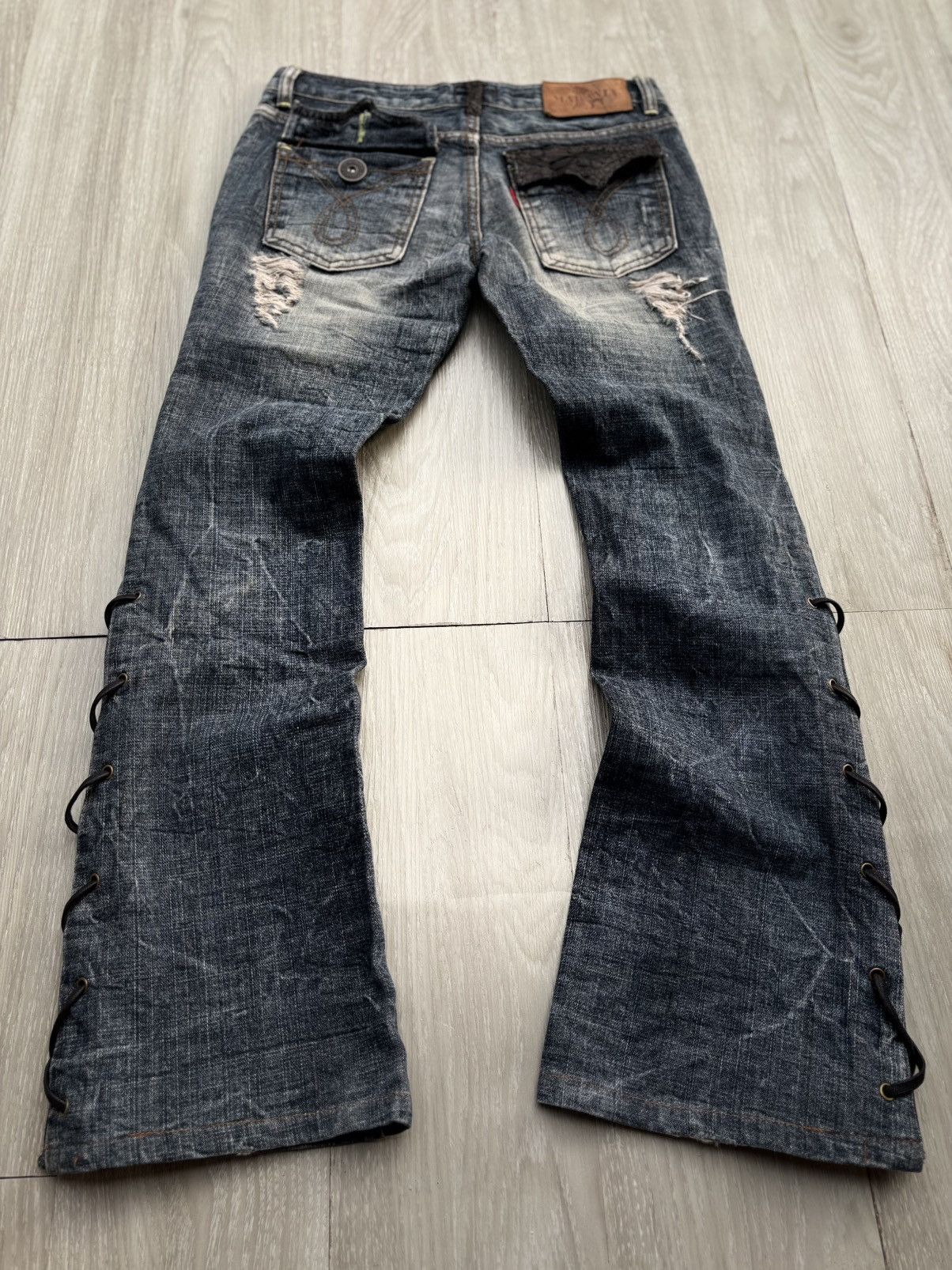 Japanese Brand MARAXIA phyton lace up flare jeans Size US 26 / EU 42 - 6 Thumbnail