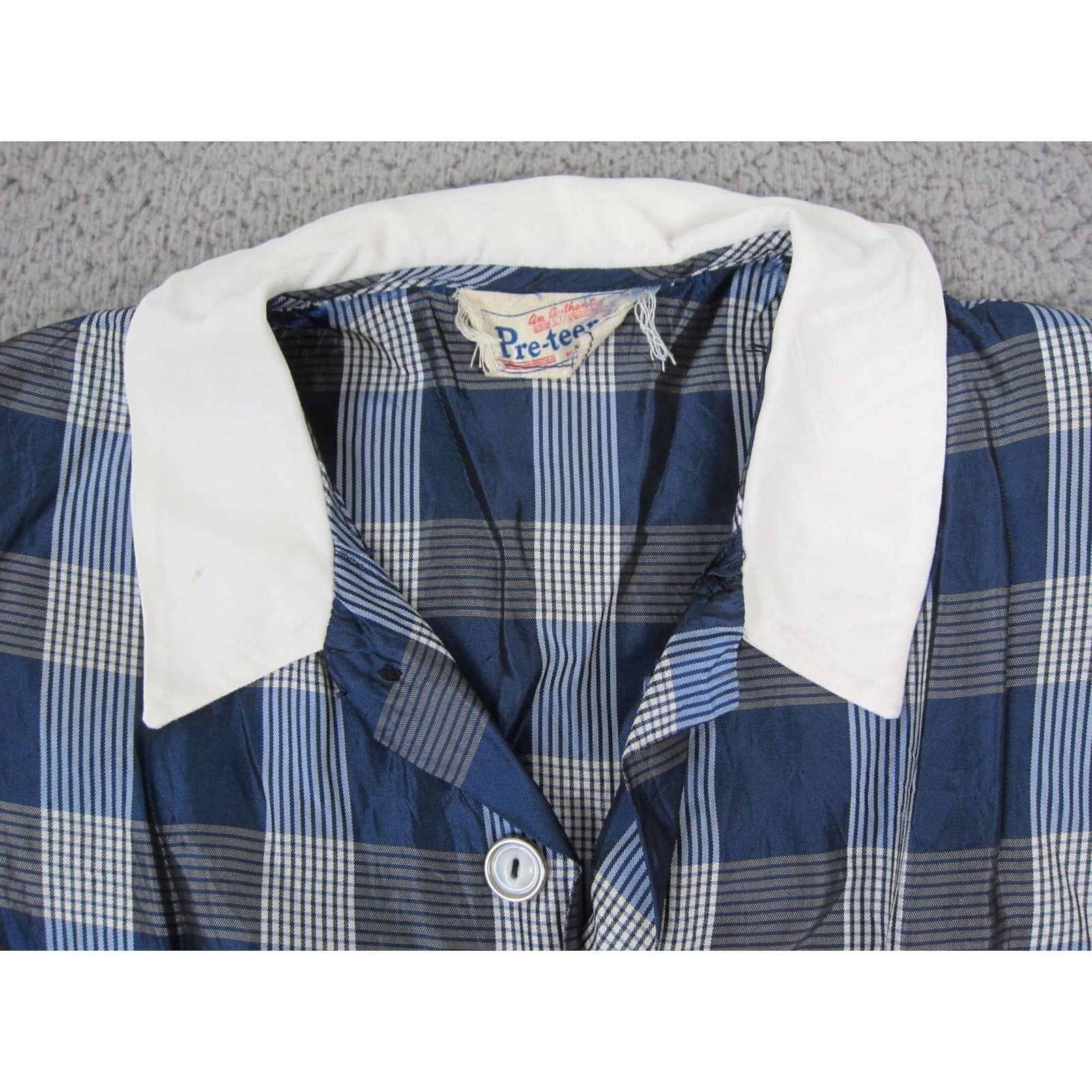 Vintage Vintage Missy Teens Mod Dress XS Blue Plaid A-Line True 60s 70s Extra Small Size XS / US 0-2 / IT 36-38 - 3 Thumbnail