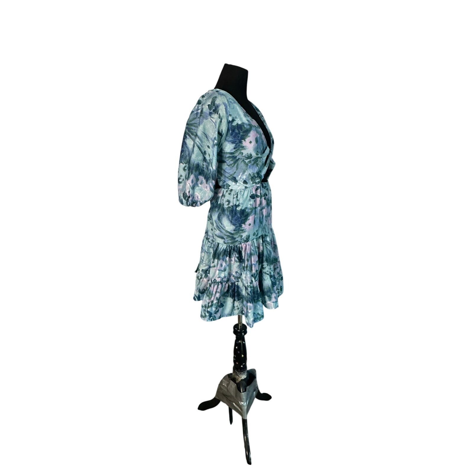 Asos Asos Design Blue Floral Tiered Voile Mini Dress Size 14 Size XL / US 12-14 / IT 48-50 - 13 Thumbnail