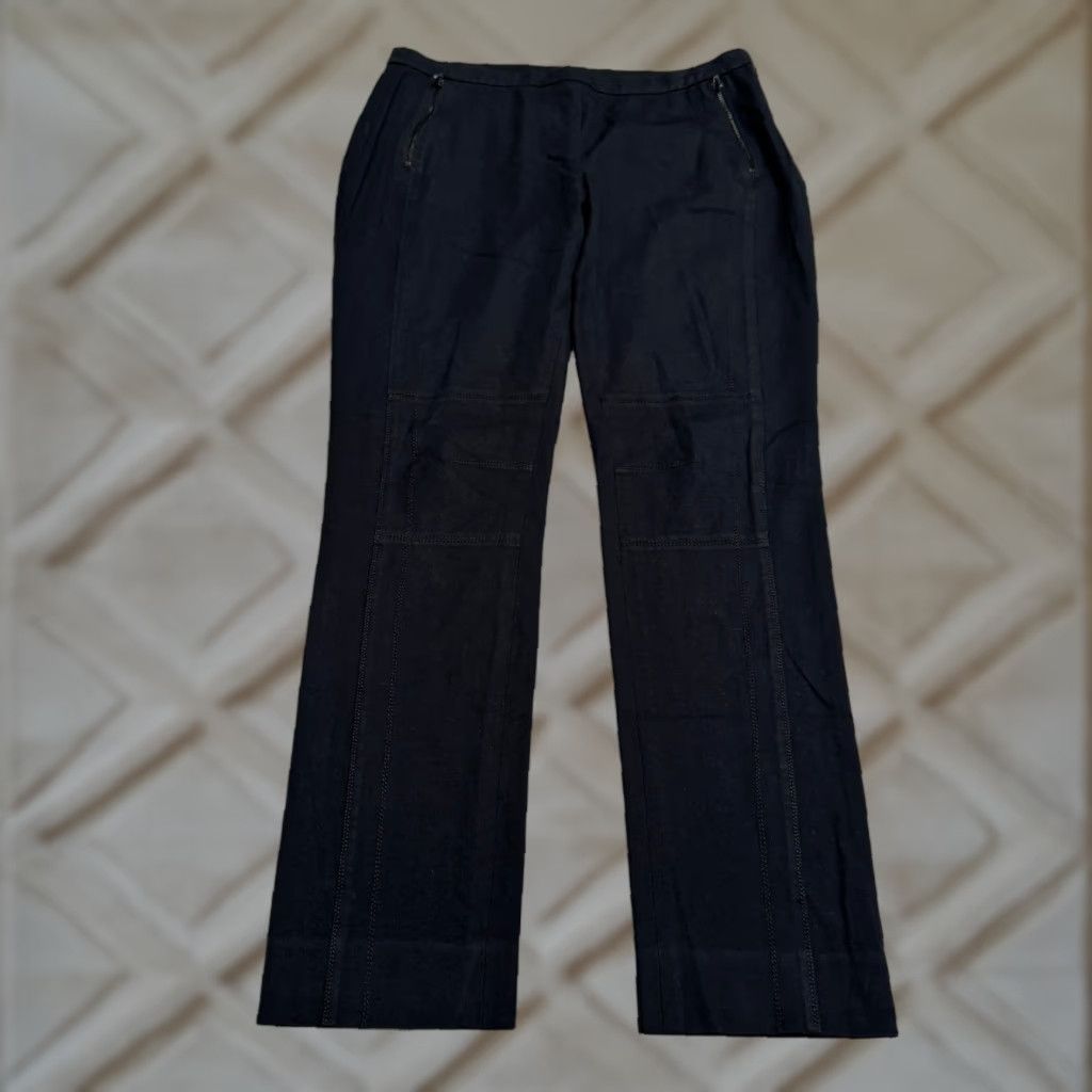 Elie Tahari Elie Tahari Cotton Mid Rise Trouser Pants Womens 6 Black Straight Leg Stretch Size 28" / US 6 / IT 42 - 1 Thumbnail