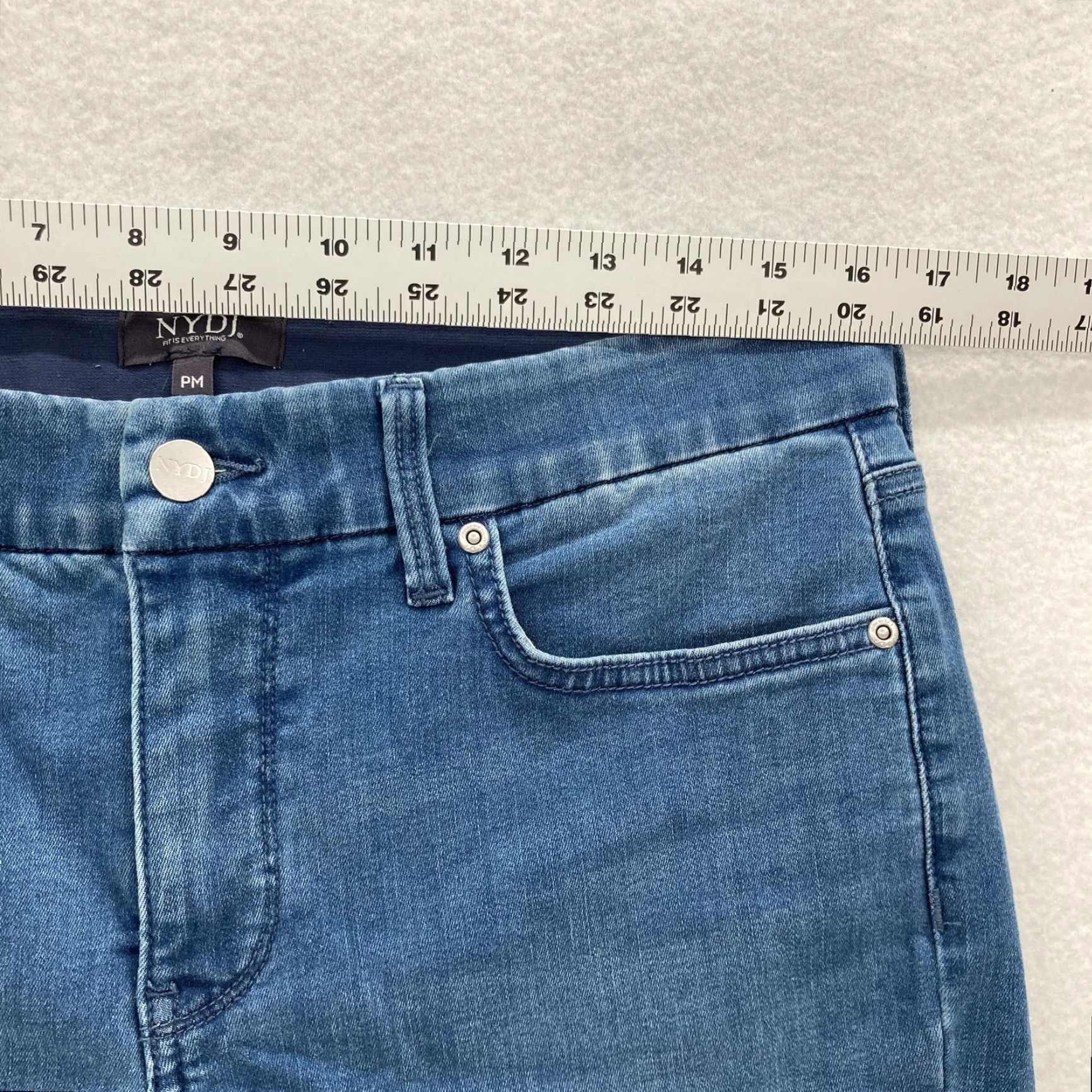 NYDJ NYDJ Marilyn Straight Jeans Womens Petite Medium Blue Stretch Lift Tuck Denim PM Jeans Size 32" / US 10 / IT 46 - 6 Thumbnail