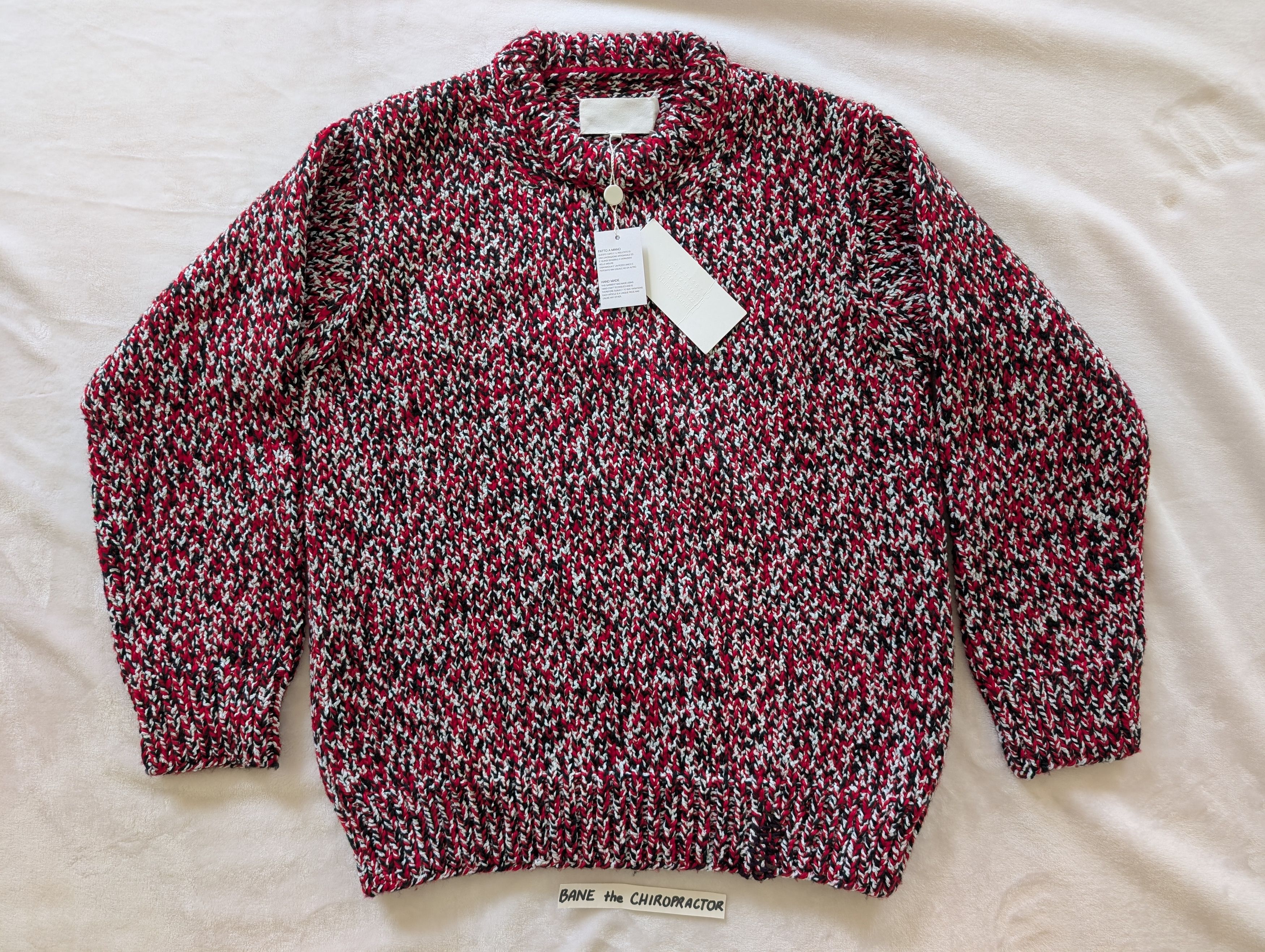 Maison Margiela New! $1680 Artisanal SS22 Wool-blend Hand Knit Red Sweater Size US M / EU 48-50 / 2 - 1 Thumbnail