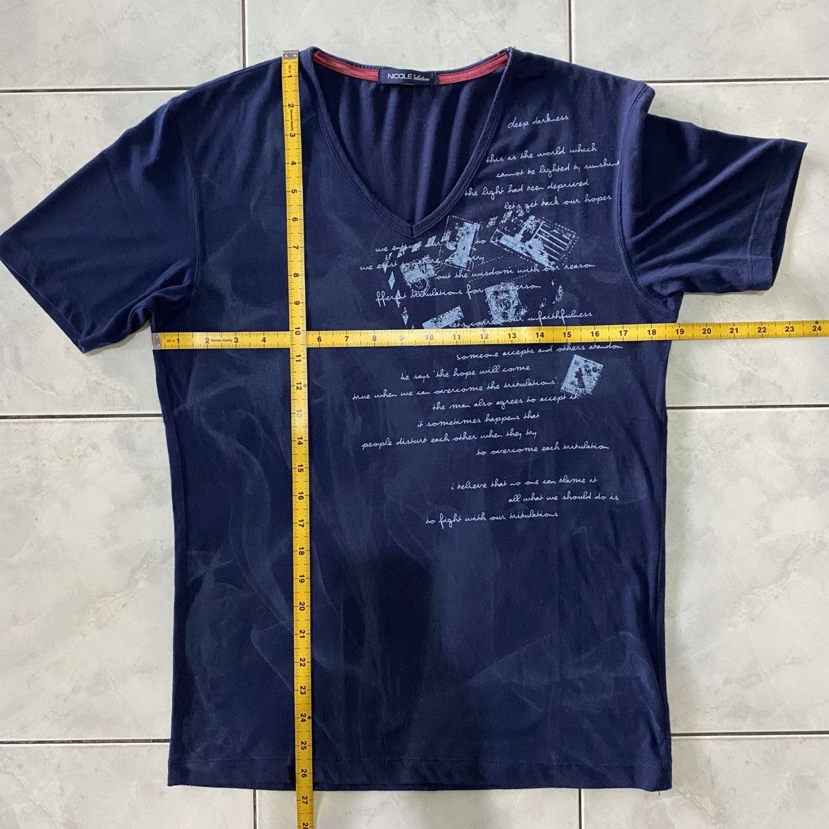 Japanese Brand Nicole Selection Dark Navy Smoke Style Subtle Artsy Design Size US M / EU 48-50 / 2 - 17 Thumbnail