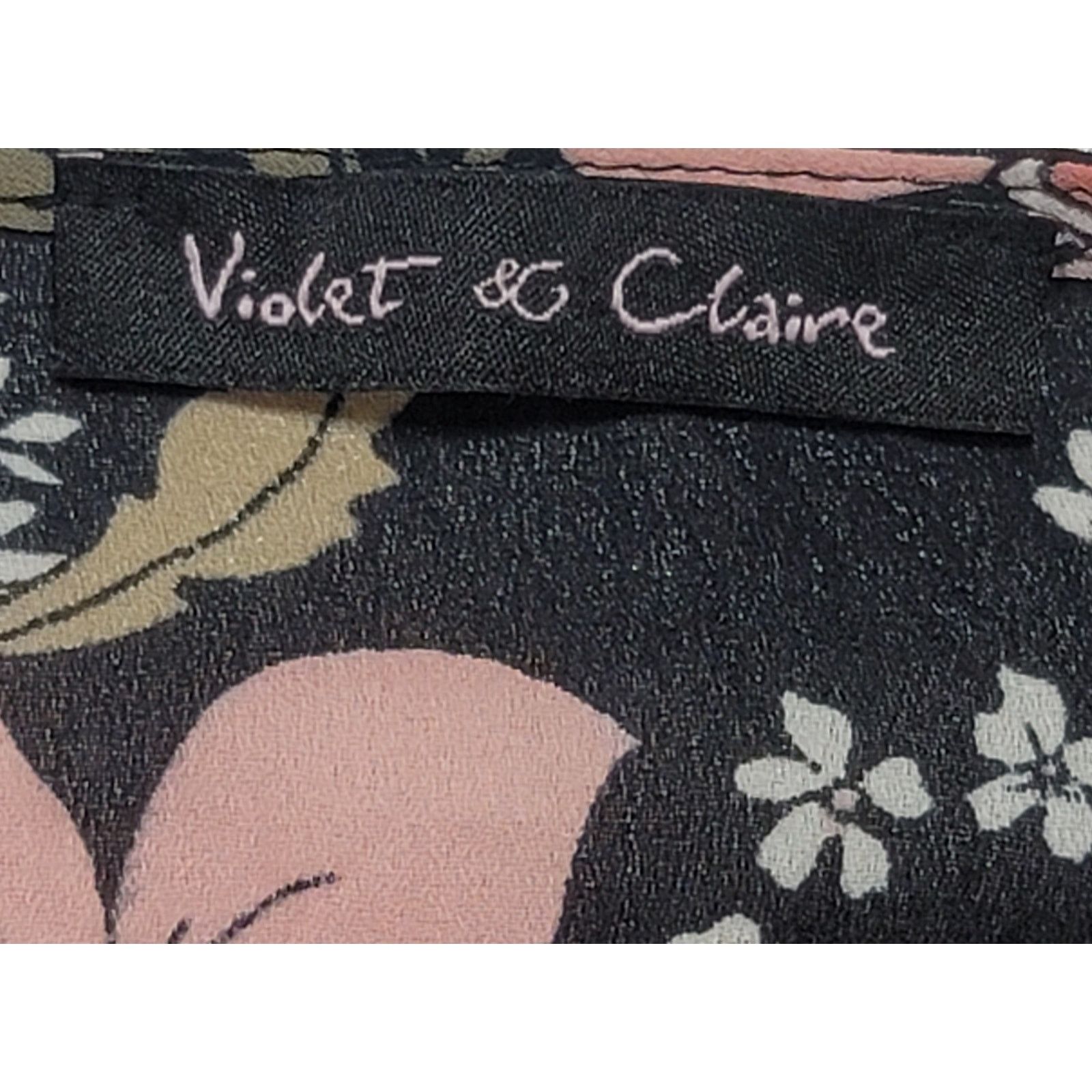 Other Violet & Claire Black Pink Floral Button Pleated Top PL Size L / US 10 / IT 46 - 4 Thumbnail