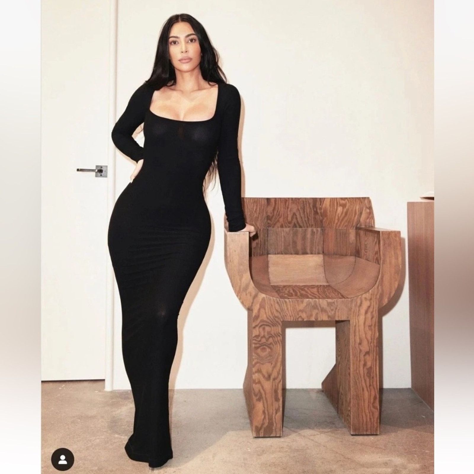 SKIMS SKIMS Lounge Ribbed Long Sleeve Maxi Dress Onyx Foil NWT Size S / US 4 / IT 40 - 12 Thumbnail