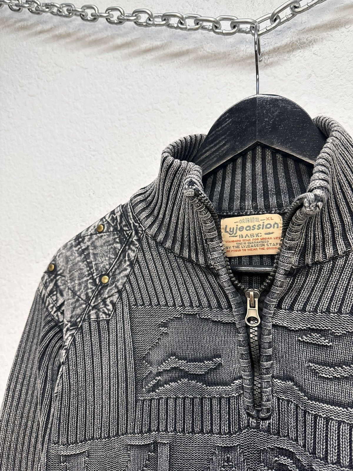 Other Lyjeassion gothic knit halfzip sweater distressed y2k style Size US XL / EU 56 / 4 - 5 Thumbnail